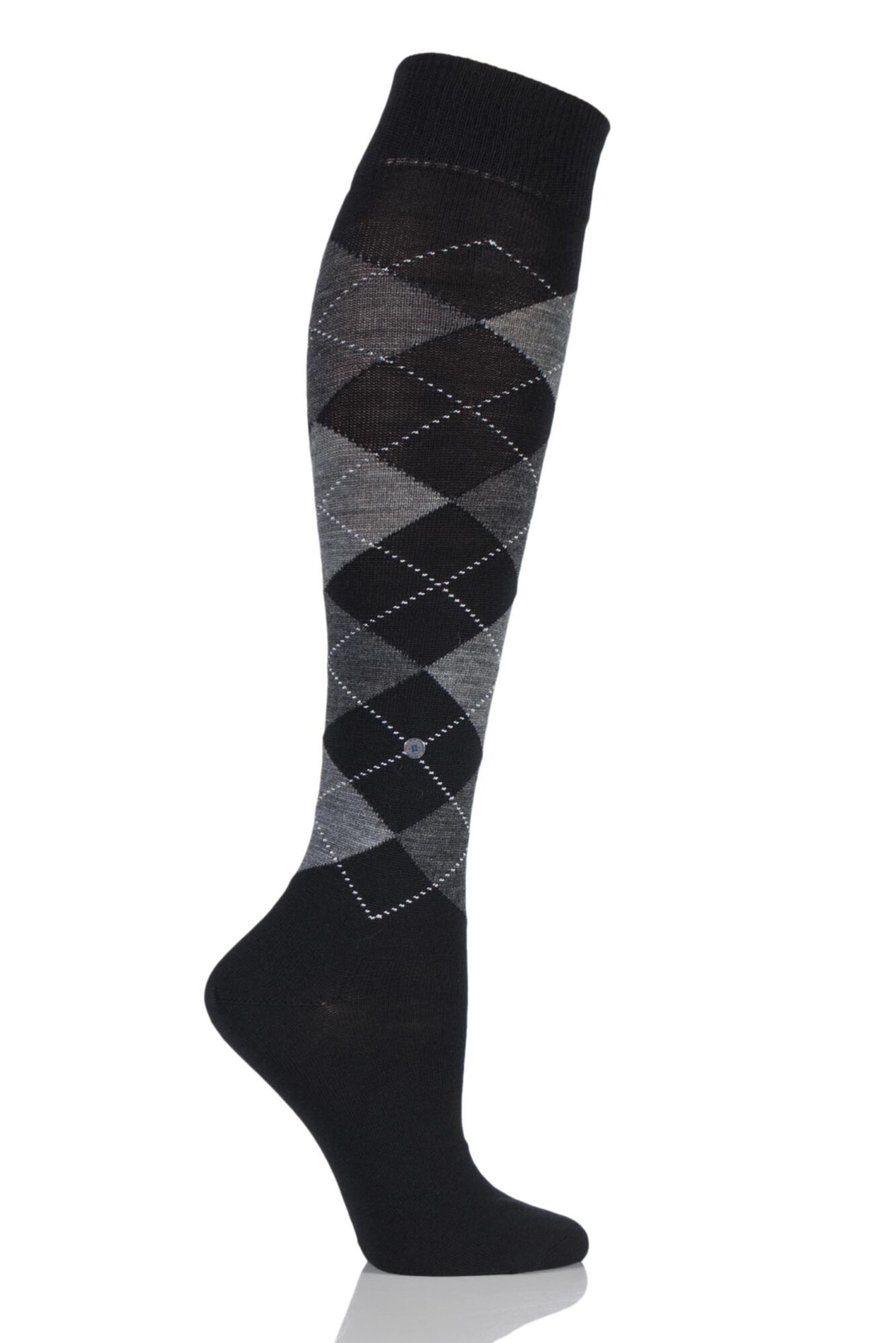 1 Pair Marylebone Argyle Wool Knee High Socks Ladies - Burlington