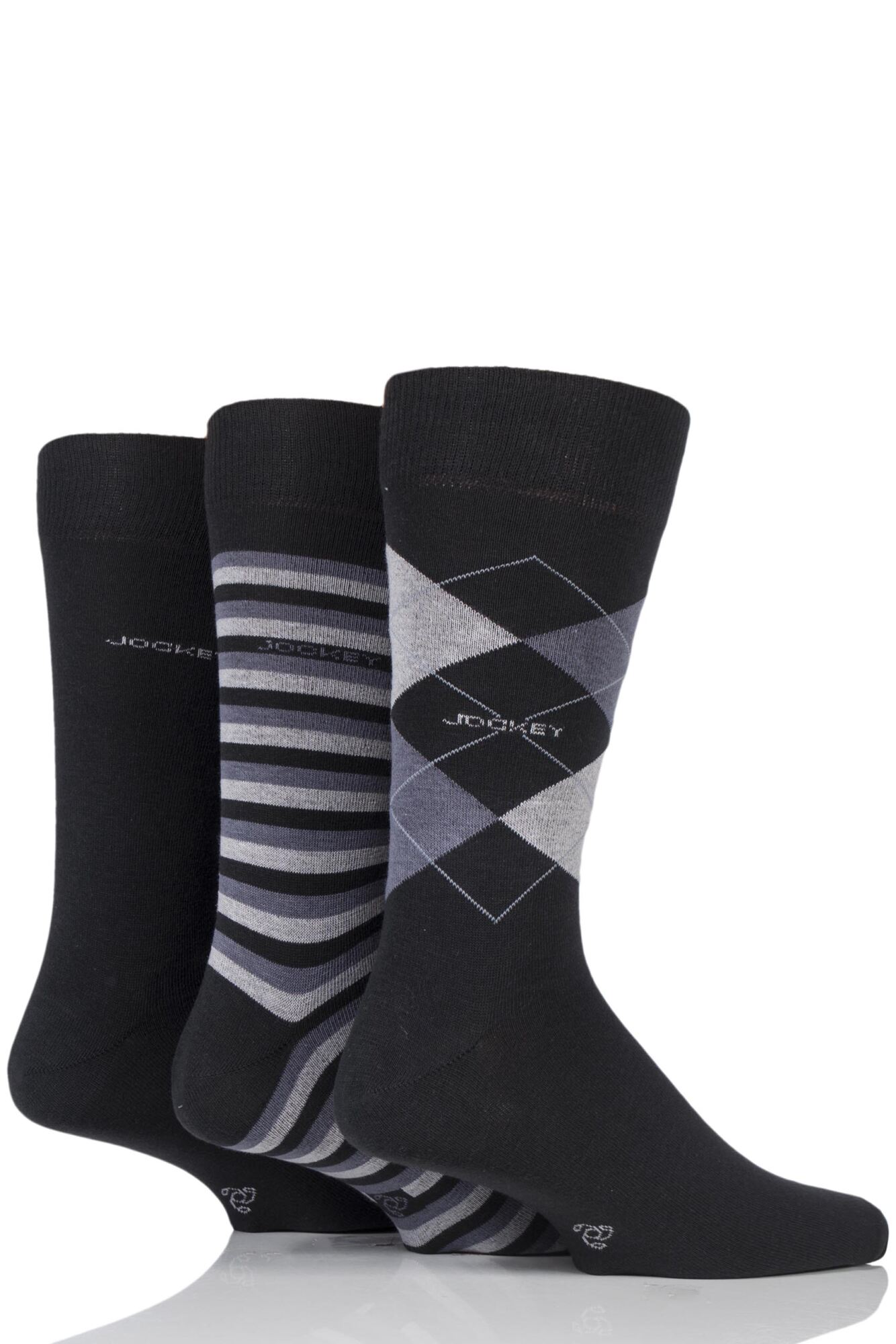 3 Pair Casual Stripe Argyle And Plain Cotton Socks Men's - Jockey