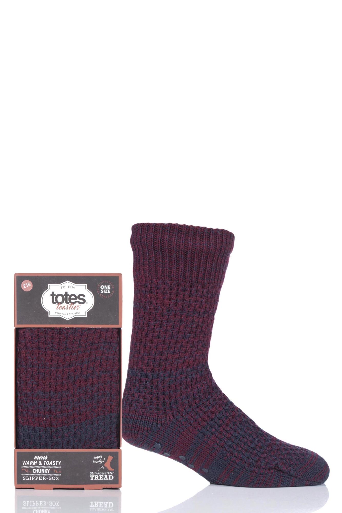 1 Pair Chunky Textured Fleece Lined Socks Men's - Totes
