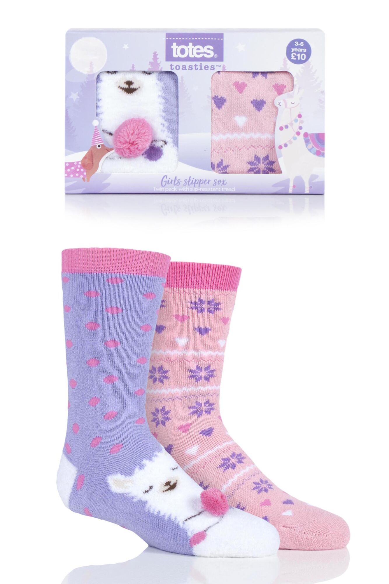 2 Pair Originals Novelty Slipper Socks Girls - Totes