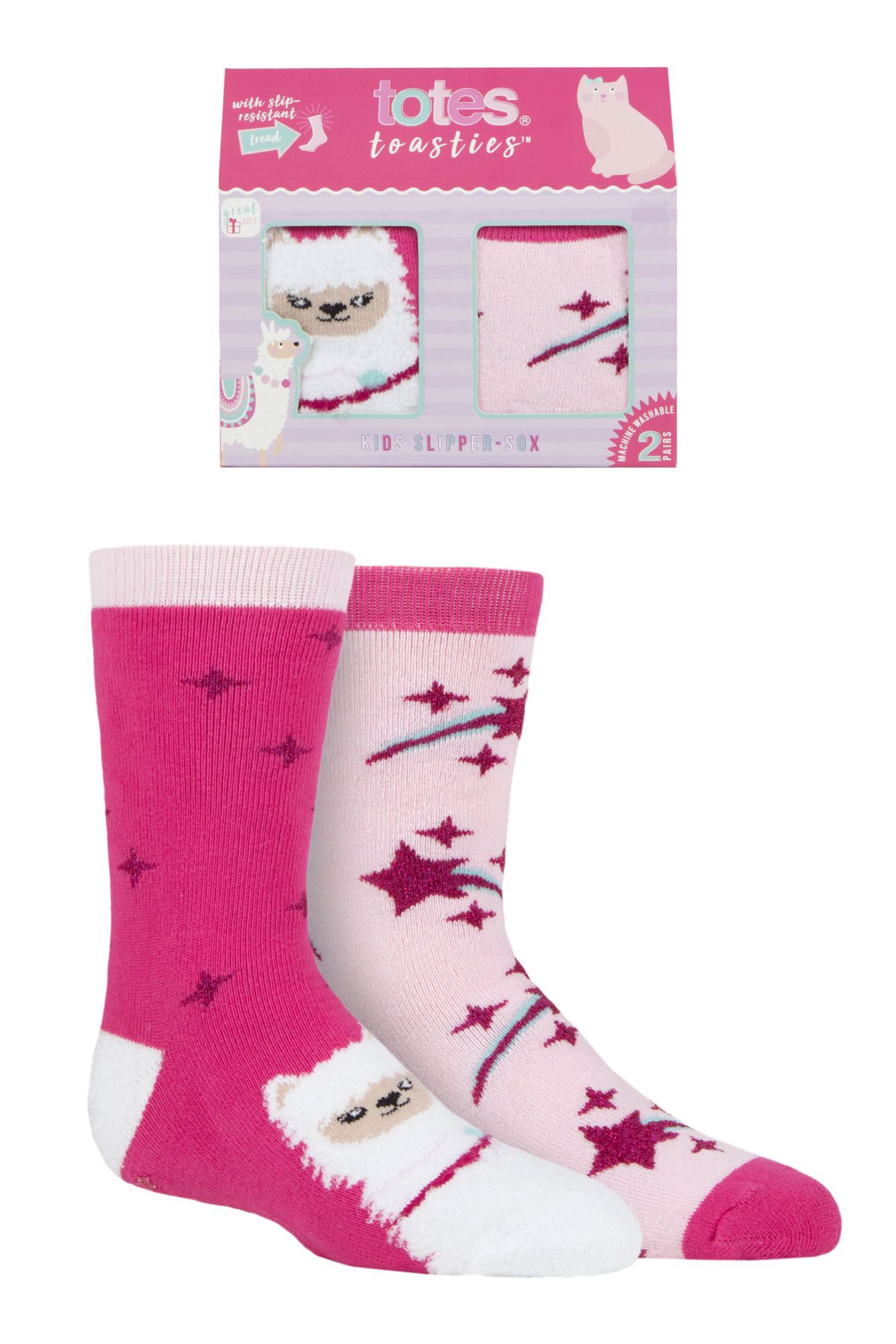 2 Pair Originals Novelty Slipper Socks Girls - Totes