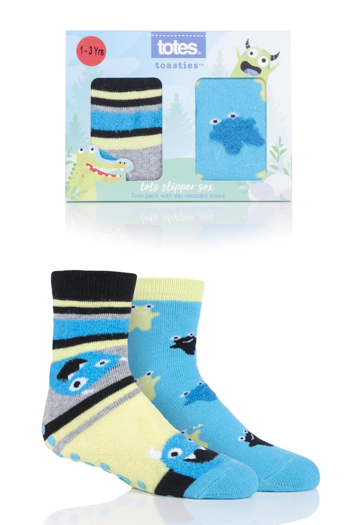 2 Pair Tots Originals Novelty Slipper Socks Boys - Totes