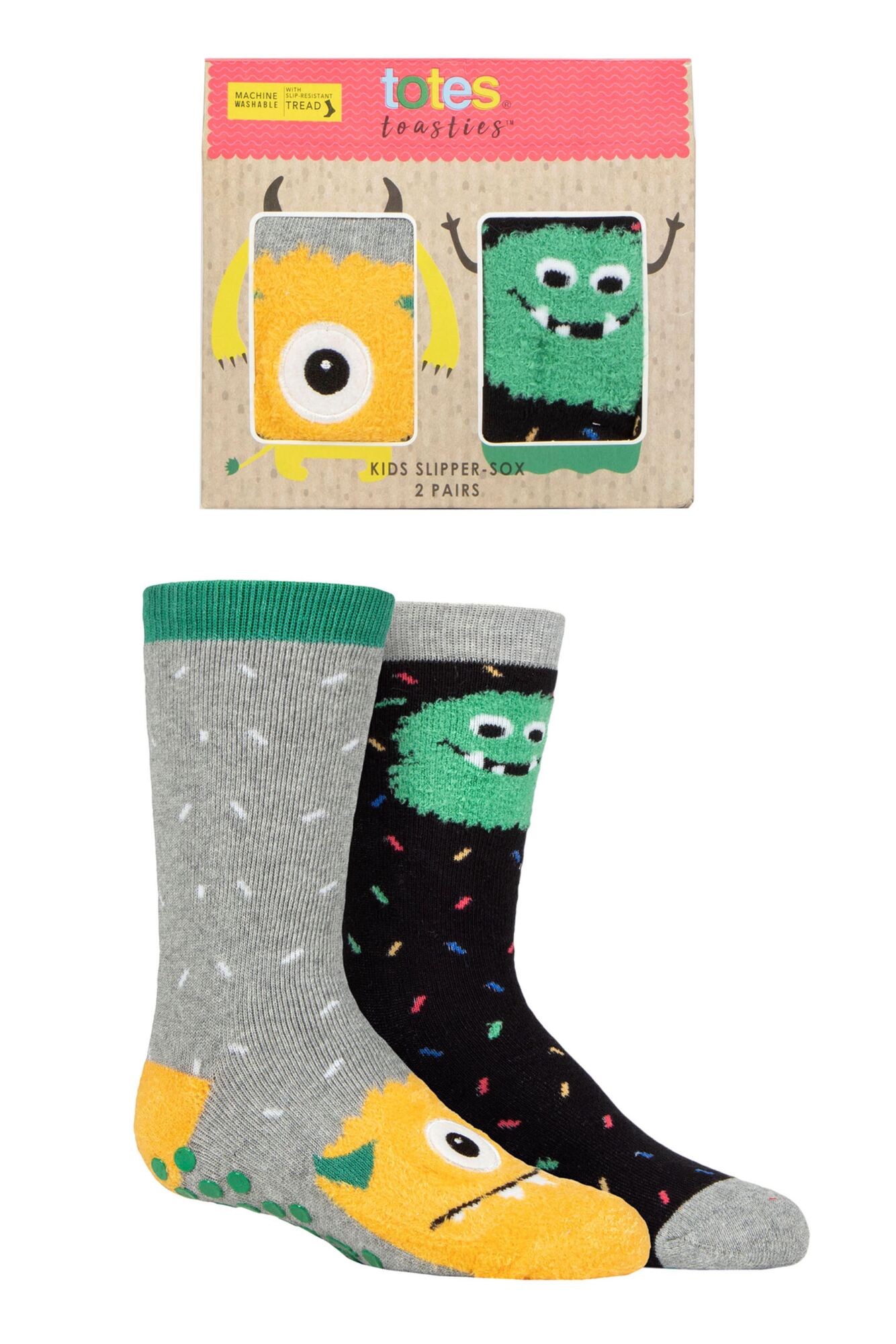 2 Pair Tots Originals Novelty Slipper Socks Boys - Totes