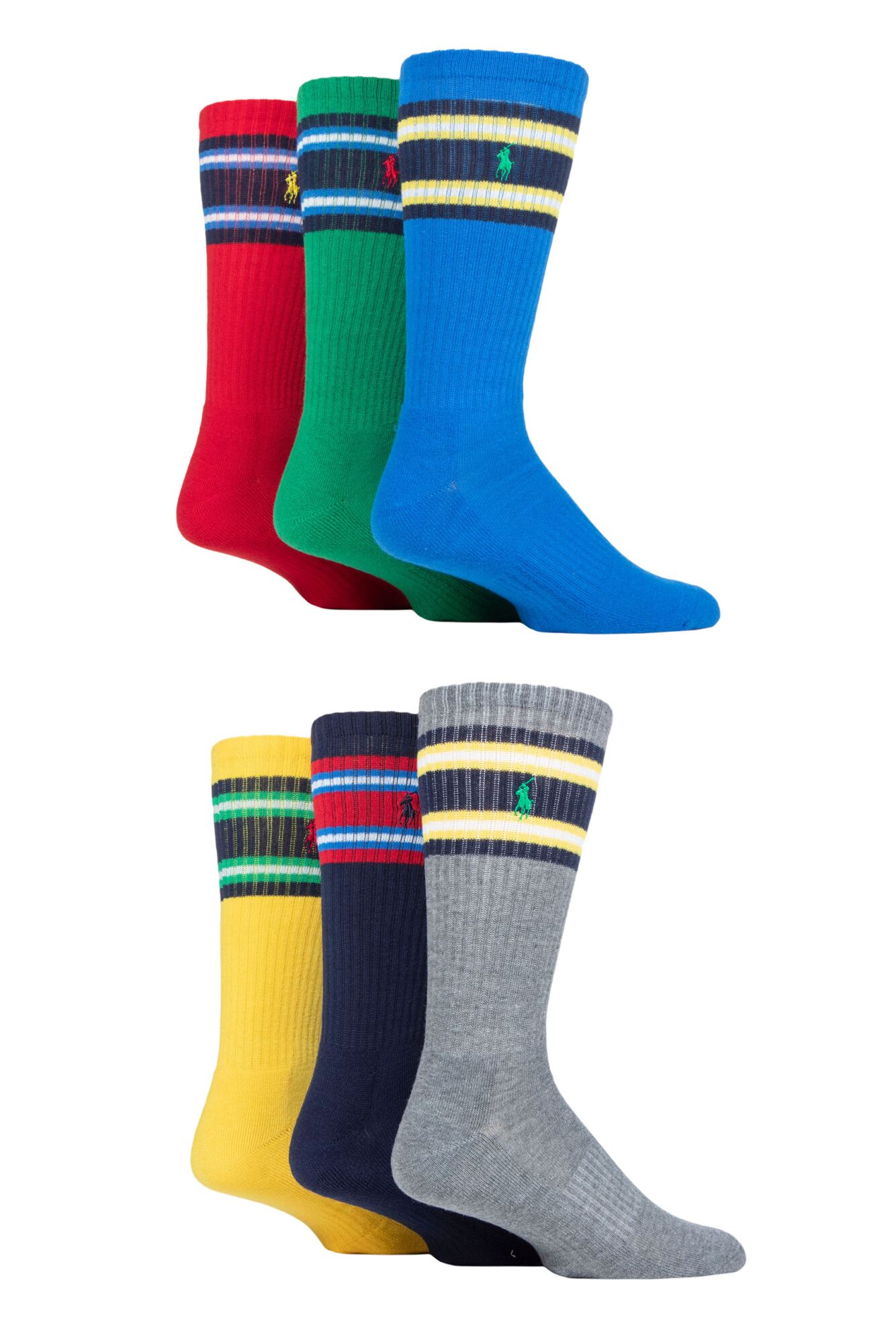 Mens 6 Pack Ralph Lauren Classic Sport Cushioned Socks