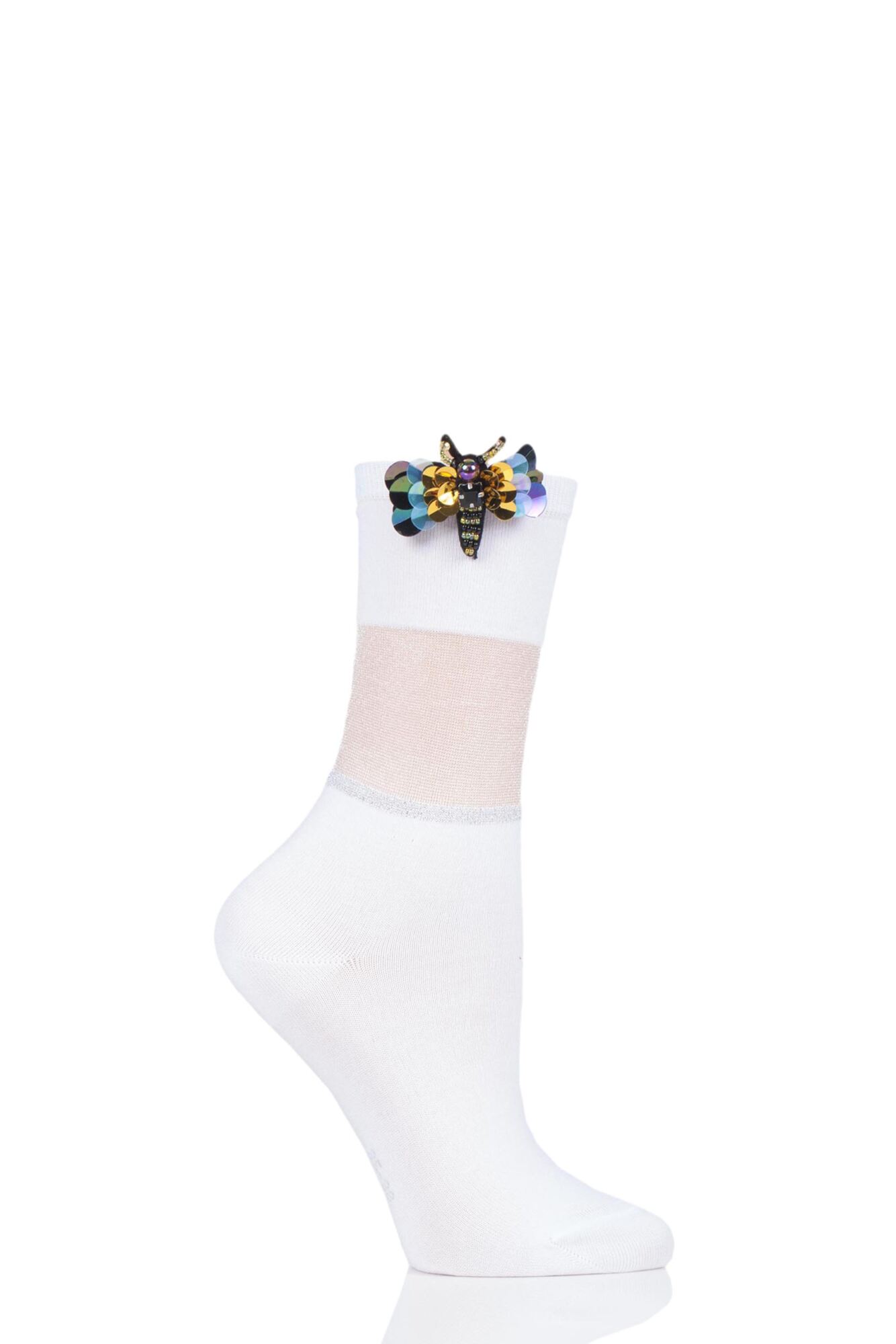 1 Pair Shiny Powder Dragonfly Cotton Socks Ladies - Falke