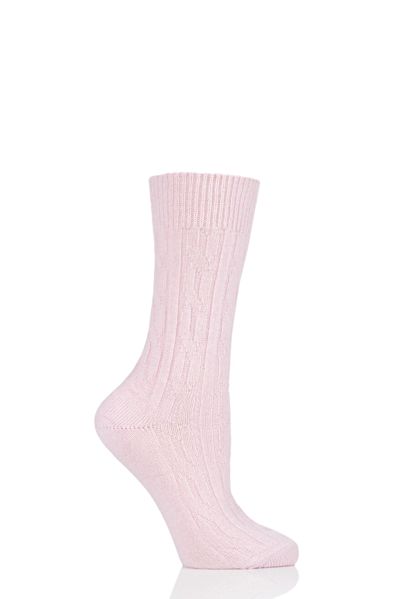 1 Pair of London 100% Cashmere Cable Knit Bed Socks Ladies - SOCKSHOP of London