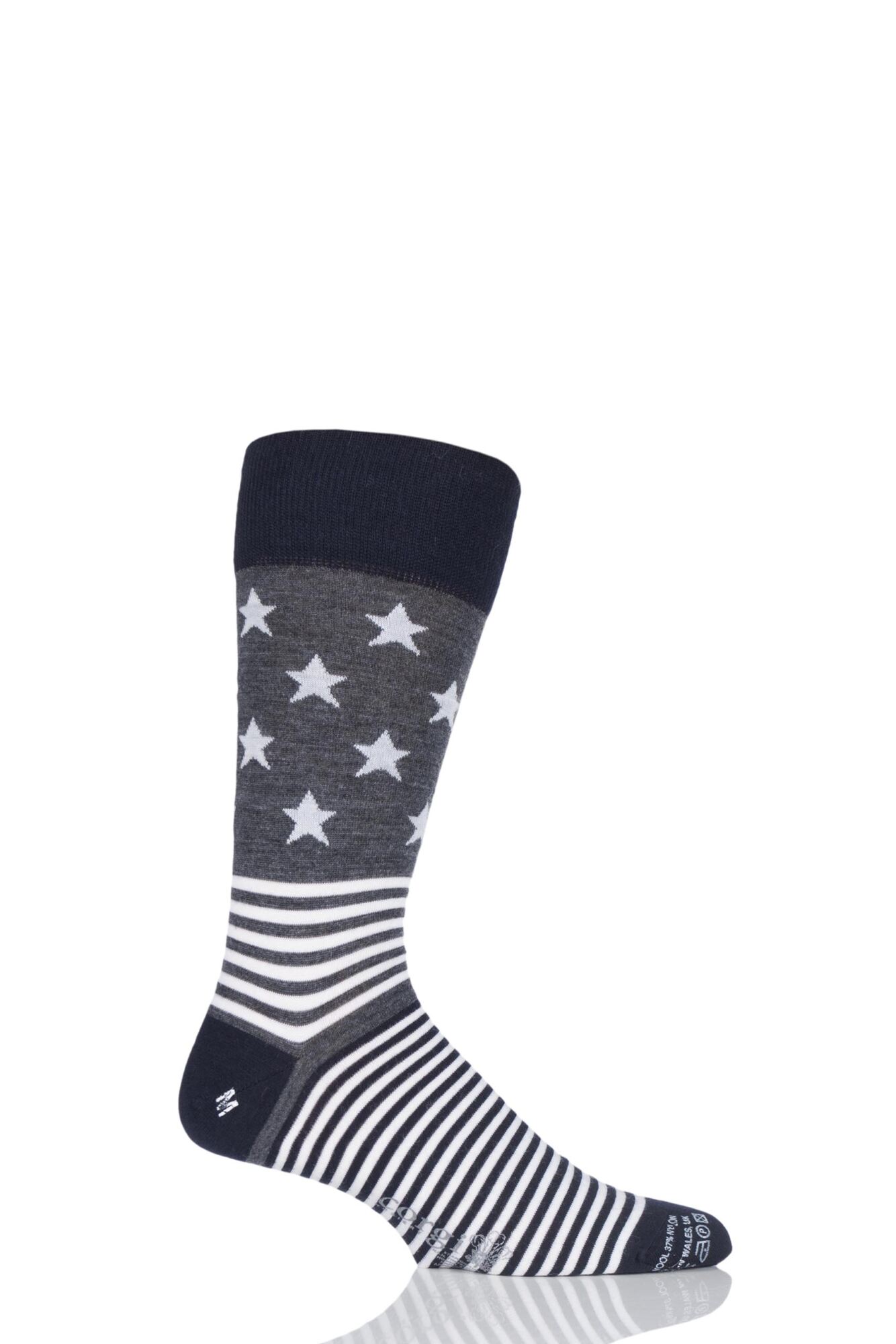 Mens 1 Pair Corgi Lightweight Wool Stars N Stripes Socks