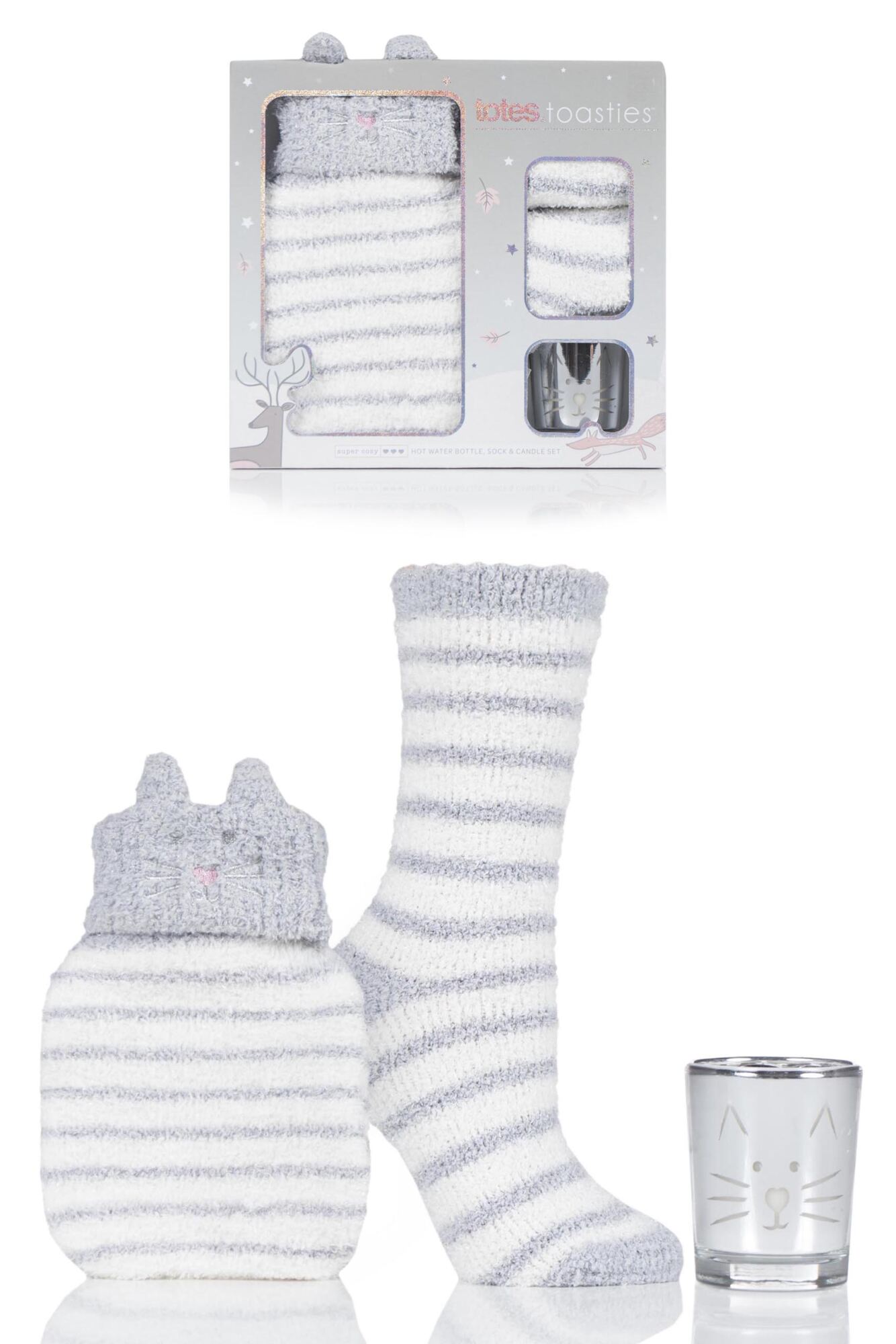 1 Pair Super Soft Bed Socks with Hot Water Bottle and Candle Gift Set Ladies - Totes