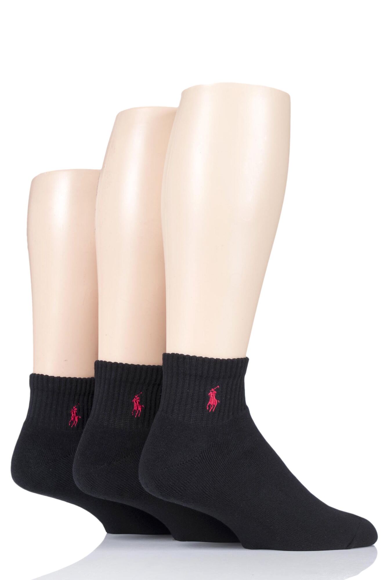 3 PAIR PLAIN COTTON SPORTS QUARTER SOCKS MEN'S - RALPH LAUREN