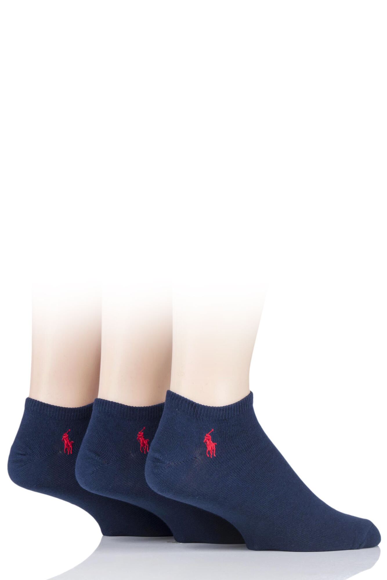 3 Pair Plain Cotton Ghost Ped Socks Men's - Ralph Lauren