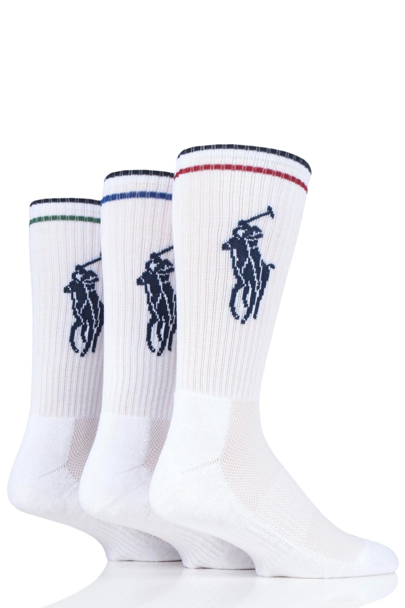 3 Pair Big Polo Technical Cotton Crew Sports Socks Men's - Ralph Lauren