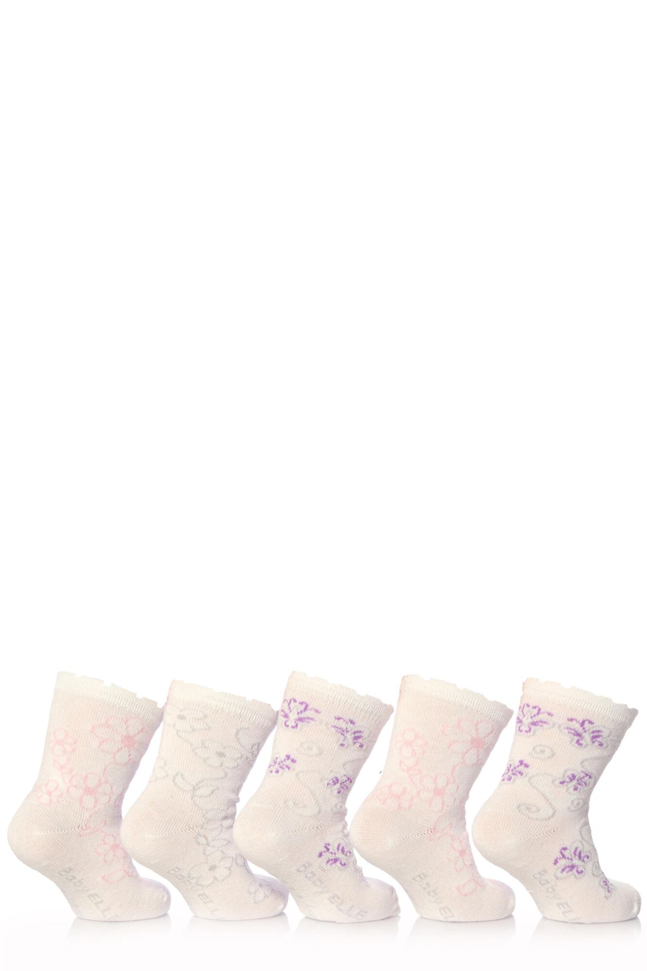 5 Pair Baby White Flower Socks Girls - Elle