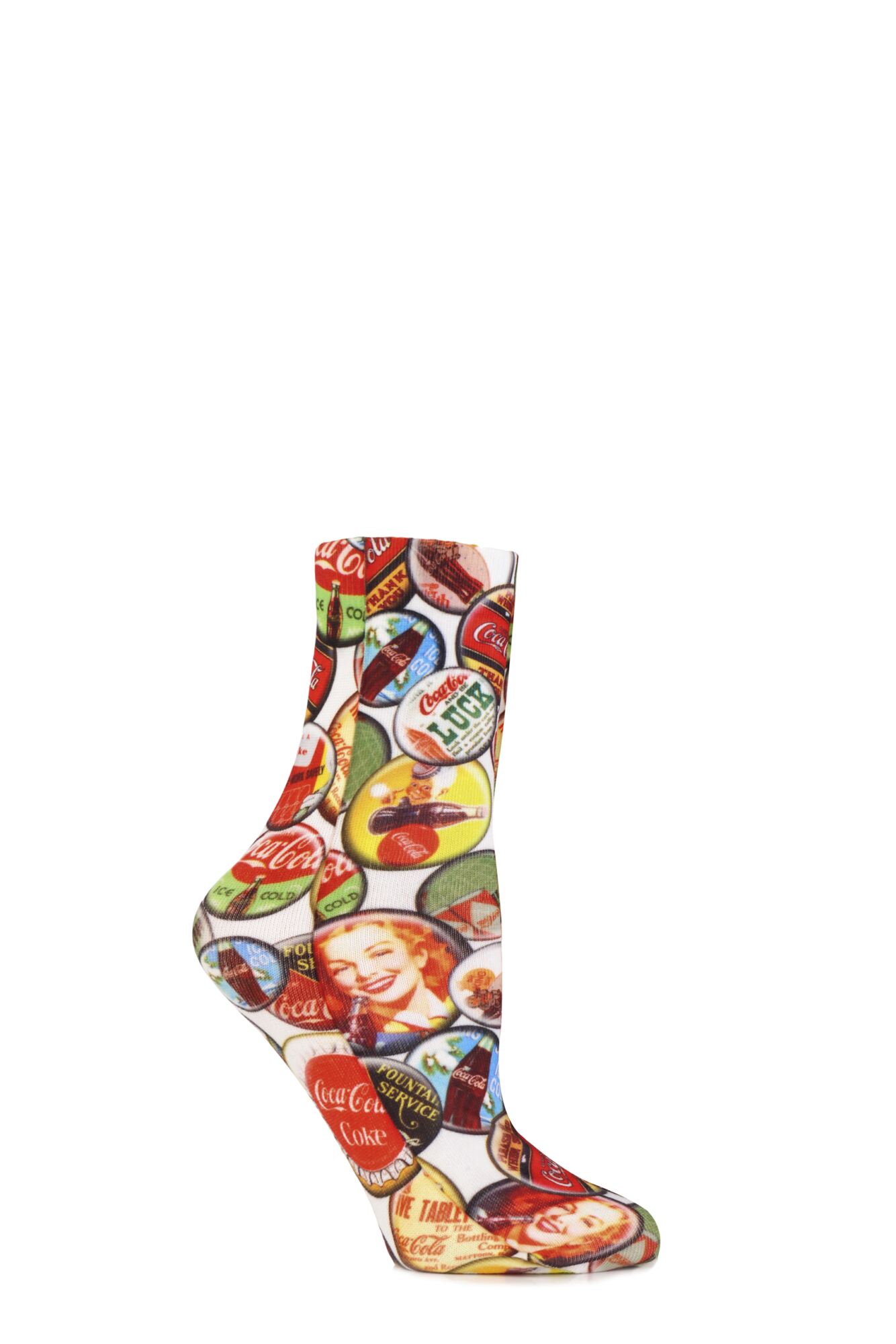 1 Pair Bottle Tops Printed Socks Ladies - Coca Cola