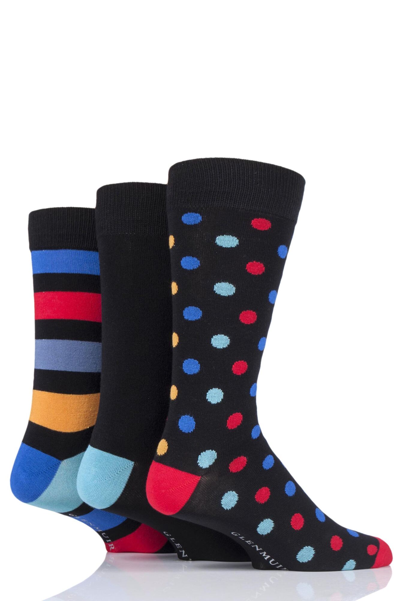 3 Pair Spots and Stripes Bamboo Socks Men's - Glenmuir