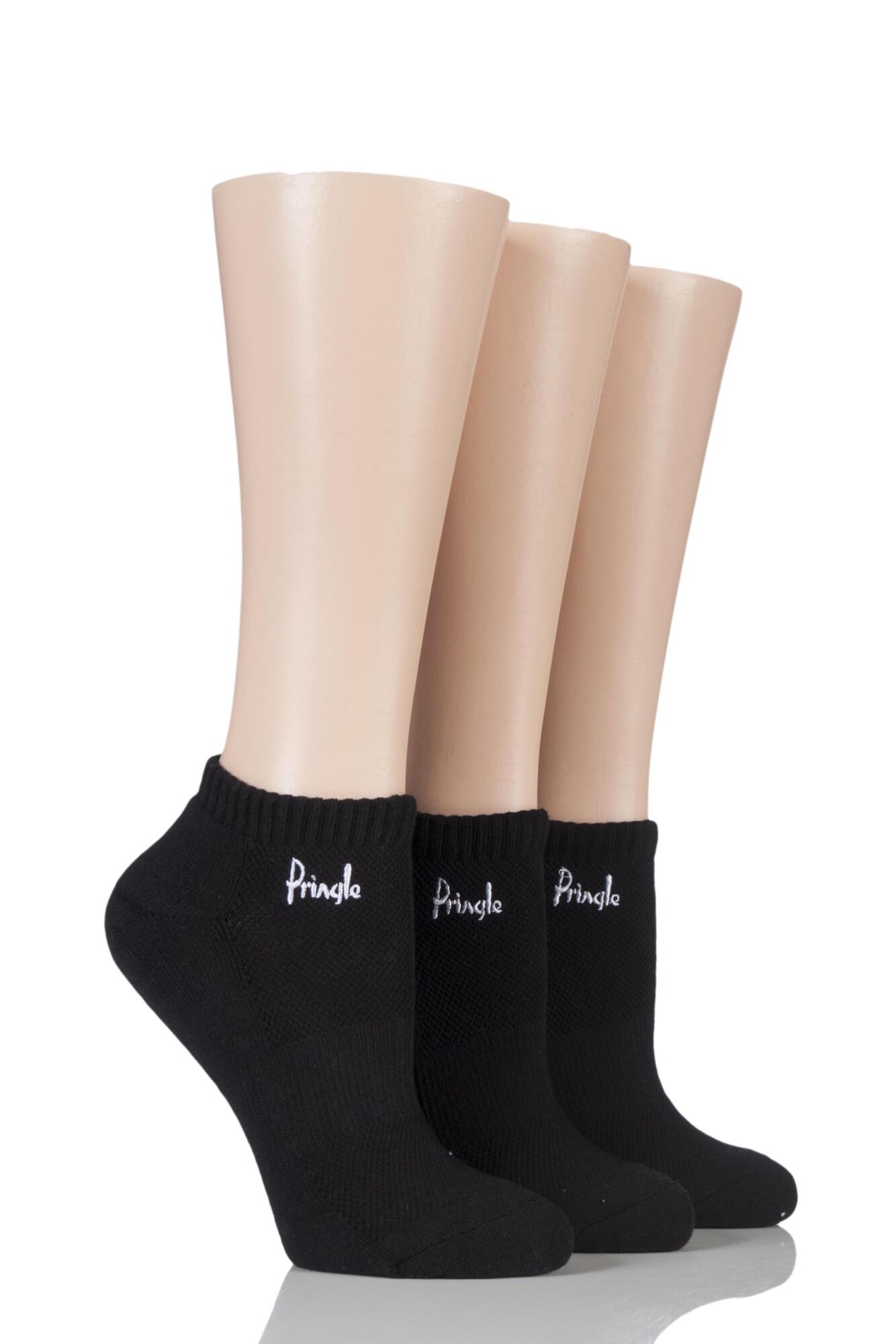  Ladies 3 Pair Pringle Johanne Cushion Trainer Socks