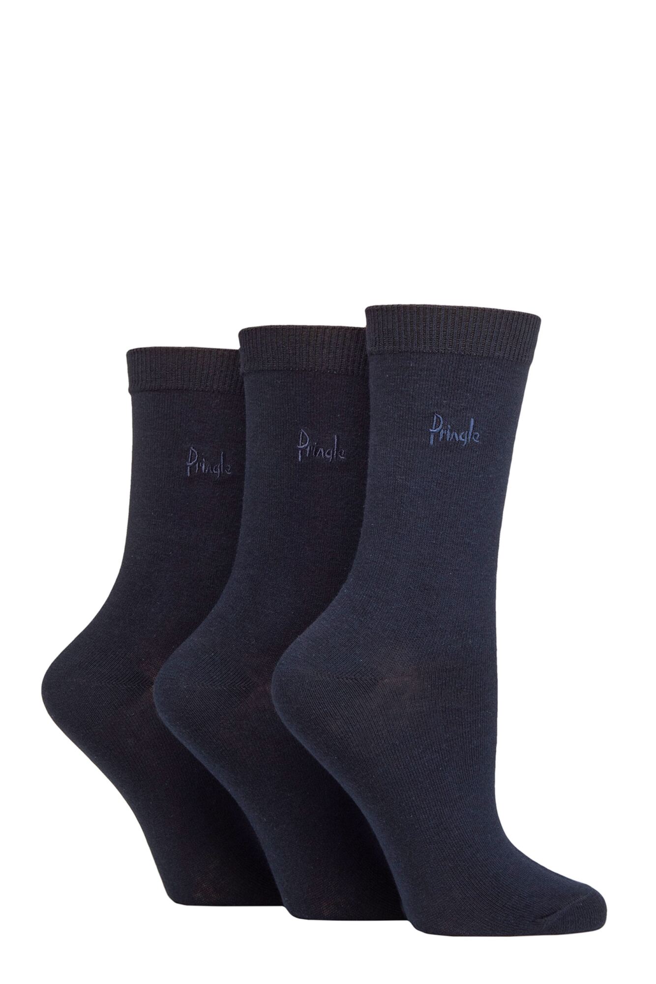 Ladies 3 Pair Pringle Plain Cotton and Recycled Polyester Socks