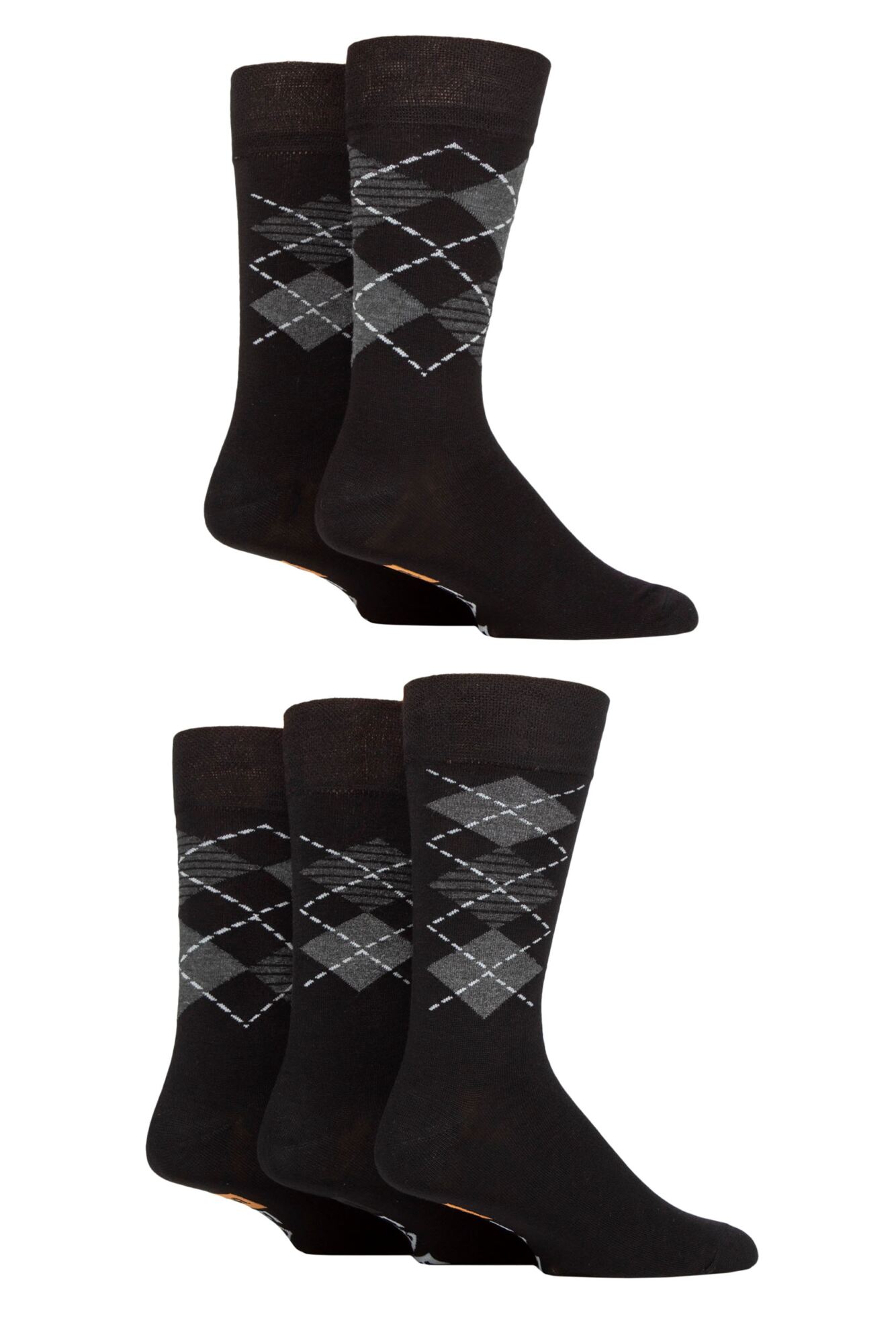Mens 5 Pair Farah Argyle, Patterned and Striped Bamboo Socks