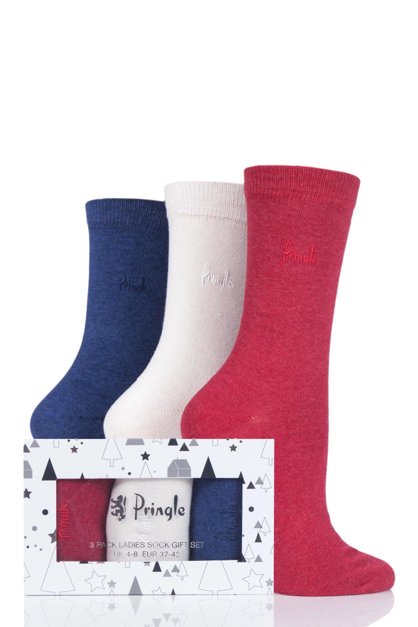 3 Pair Tiffany Gift Boxed Cotton Socks Ladies - Pringle