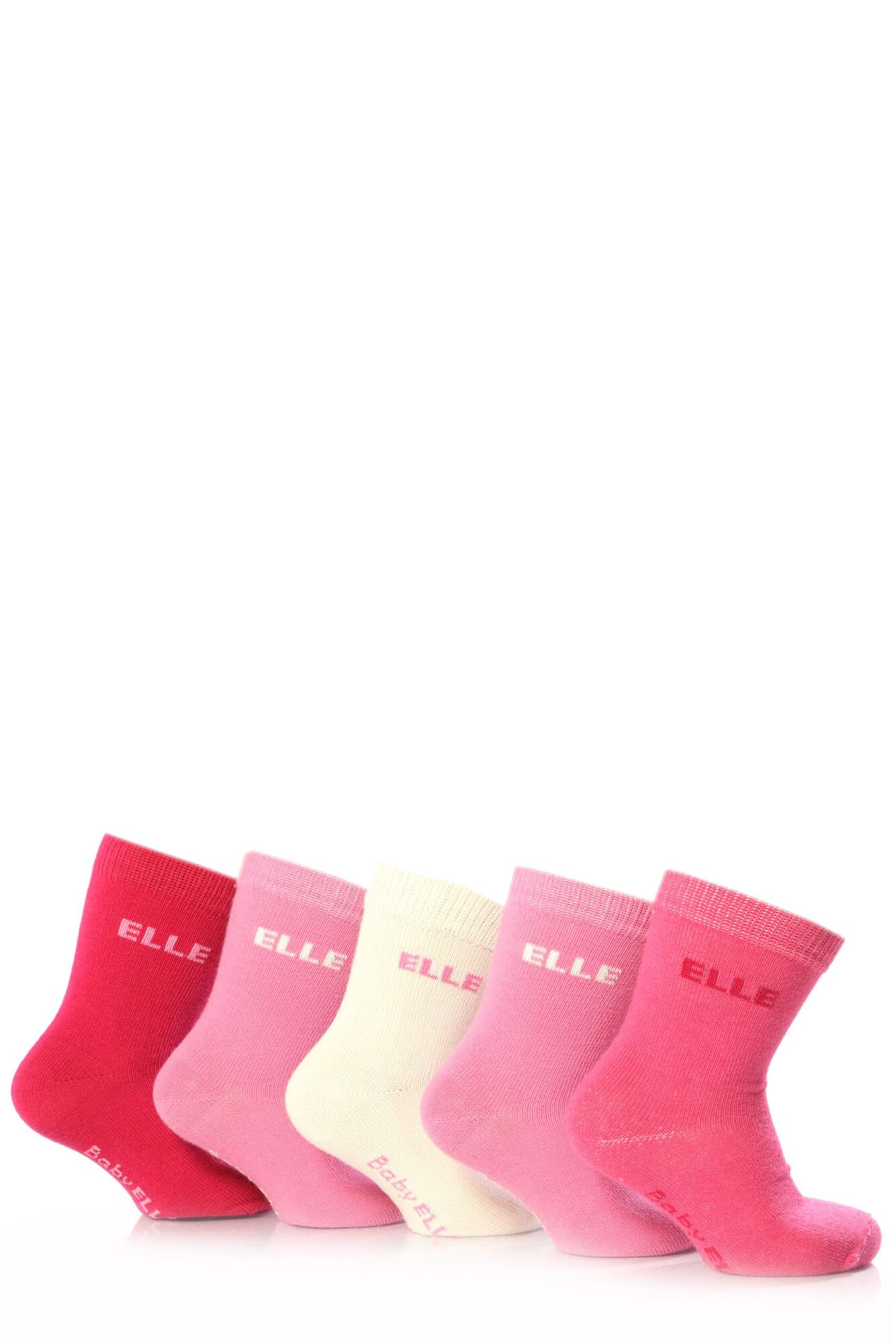 5 Pair Baby Pink Plain Socks Girls - Elle