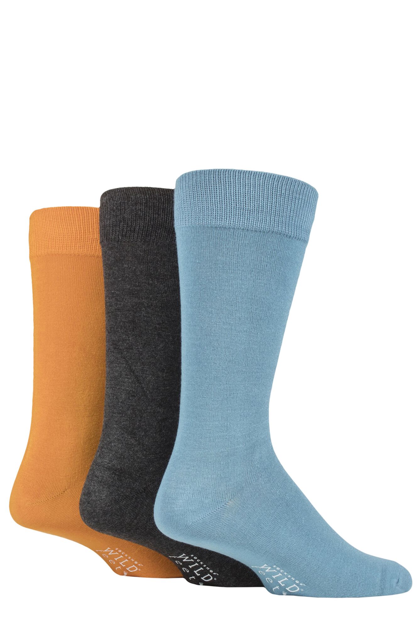 Mens 3 Pair Wild Feet Plain Bamboo Socks from