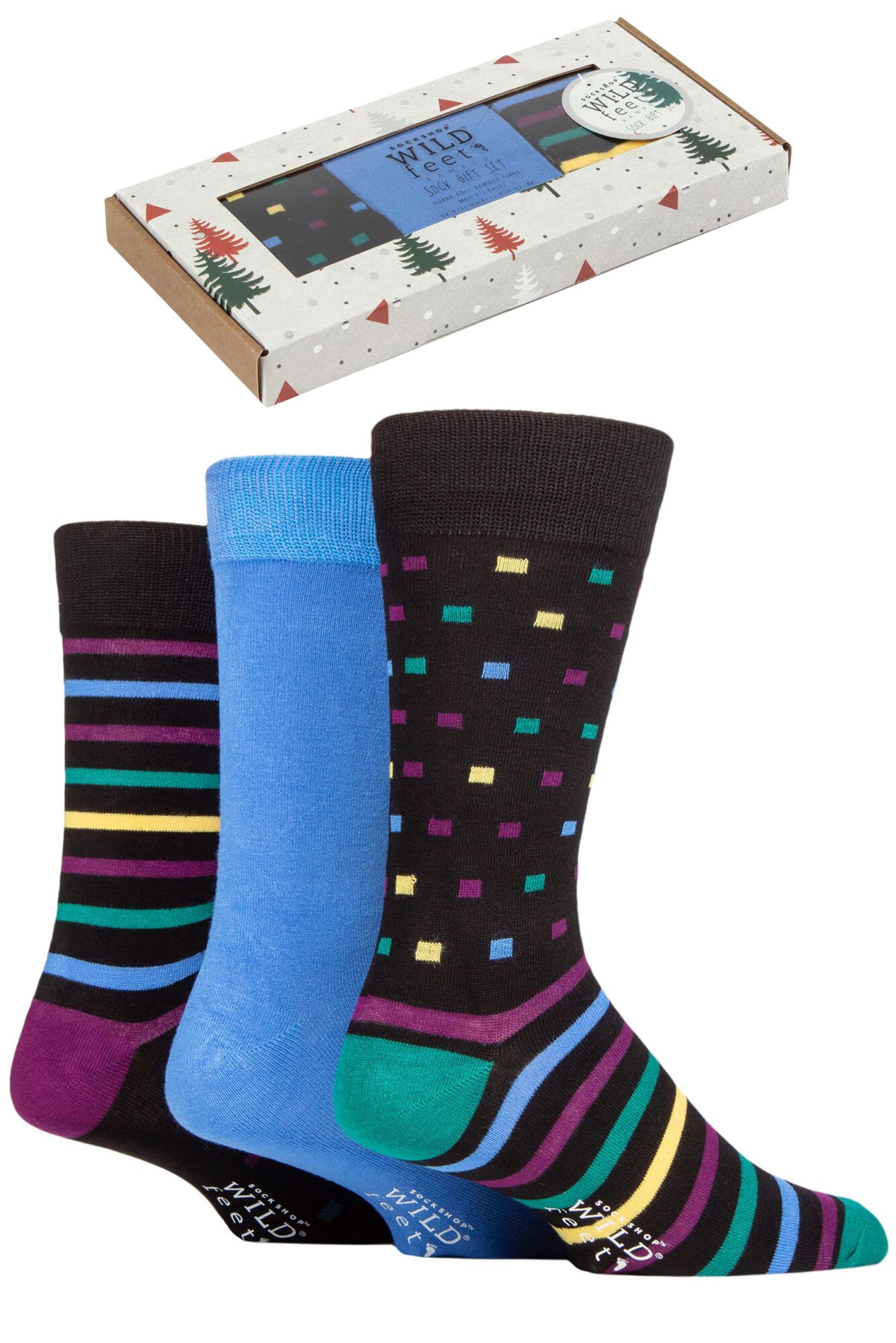 Mens 3 Pair SOCKSHOP Wild Feet Gift Boxed Bamboo Socks