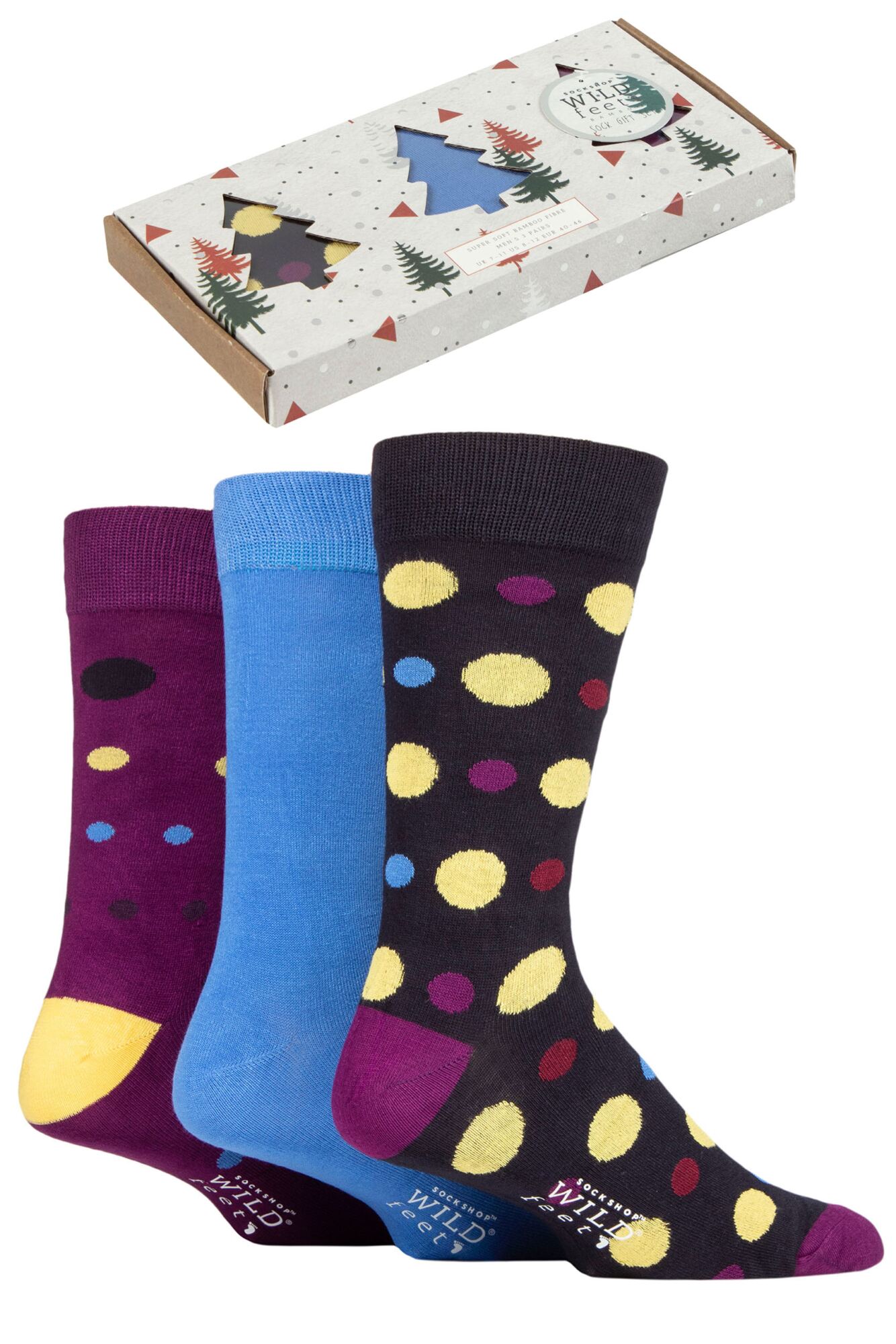 Mens 3 Pair SOCKSHOP Wild Feet Tree Gift Boxed Bamboo Socks