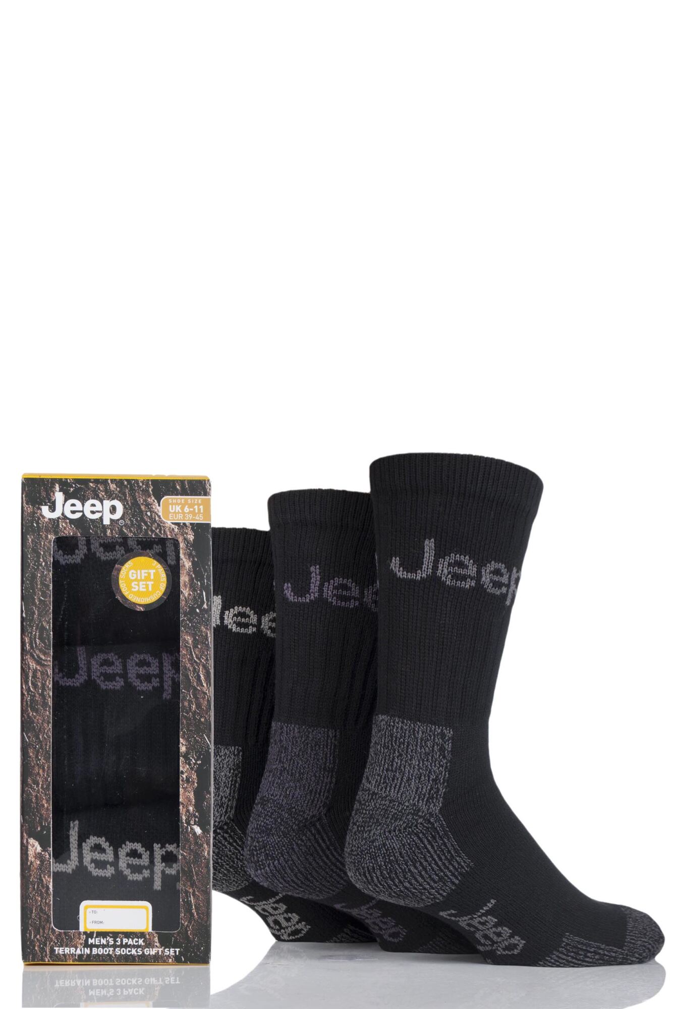 Mens 3 Pair Jeep Luxury Terrain Socks Gift Box from