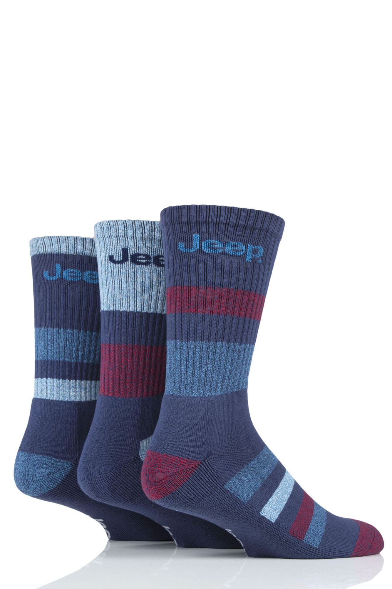 3 Pair Cotton Striped Chunky Boot Socks Men's - Jeep