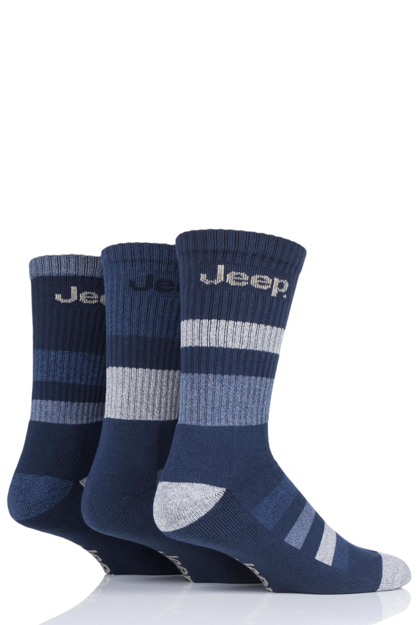 3 Pair Cotton Striped Chunky Boot Socks Men's - Jeep