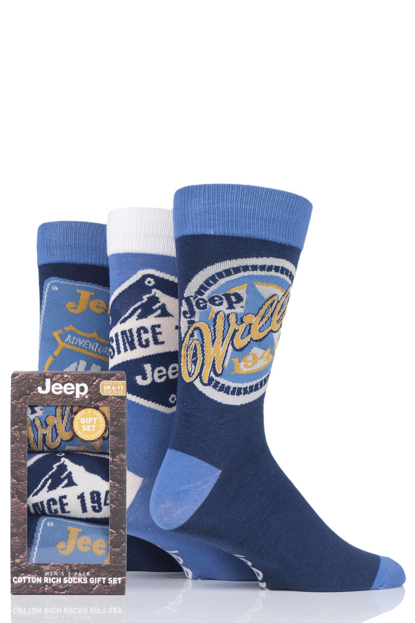 3 Pair Logo Gift Box Socks Men's - Jeep