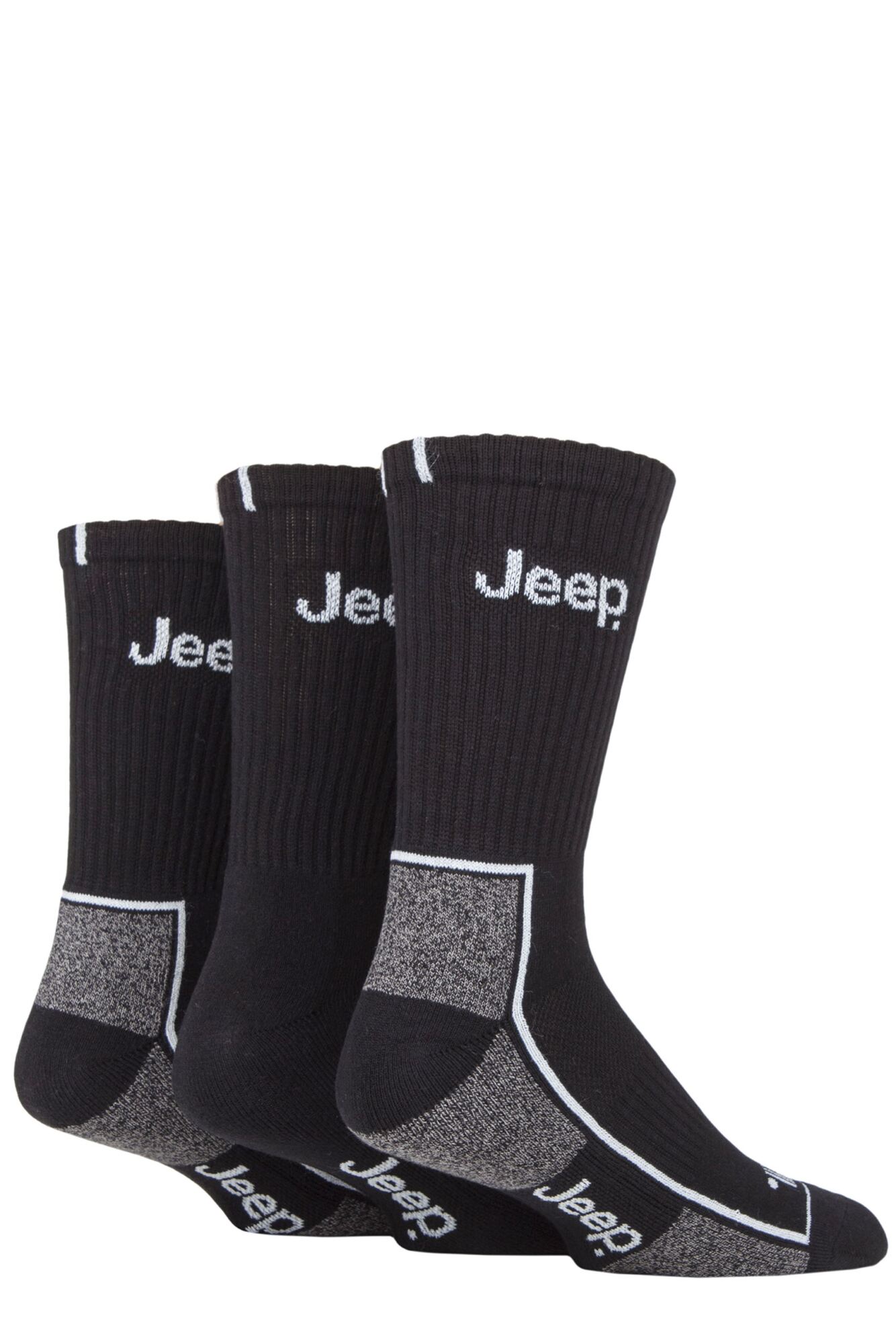 Mens 3 Pack Jeep Cushion Crew Sports Socks