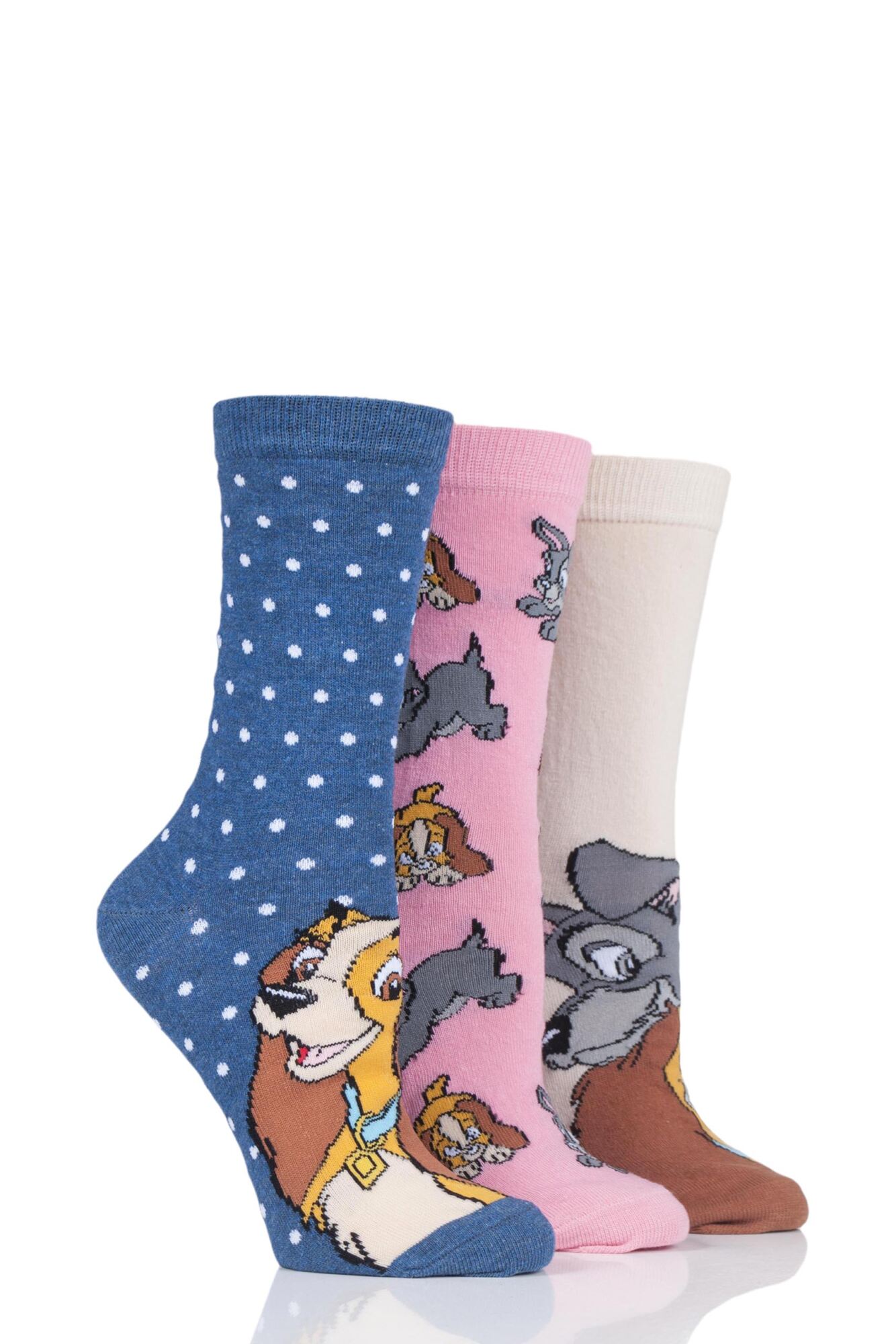  Ladies 3 Pair SOCKSHOP Disney The Lady and the Tramp Cotton Socks