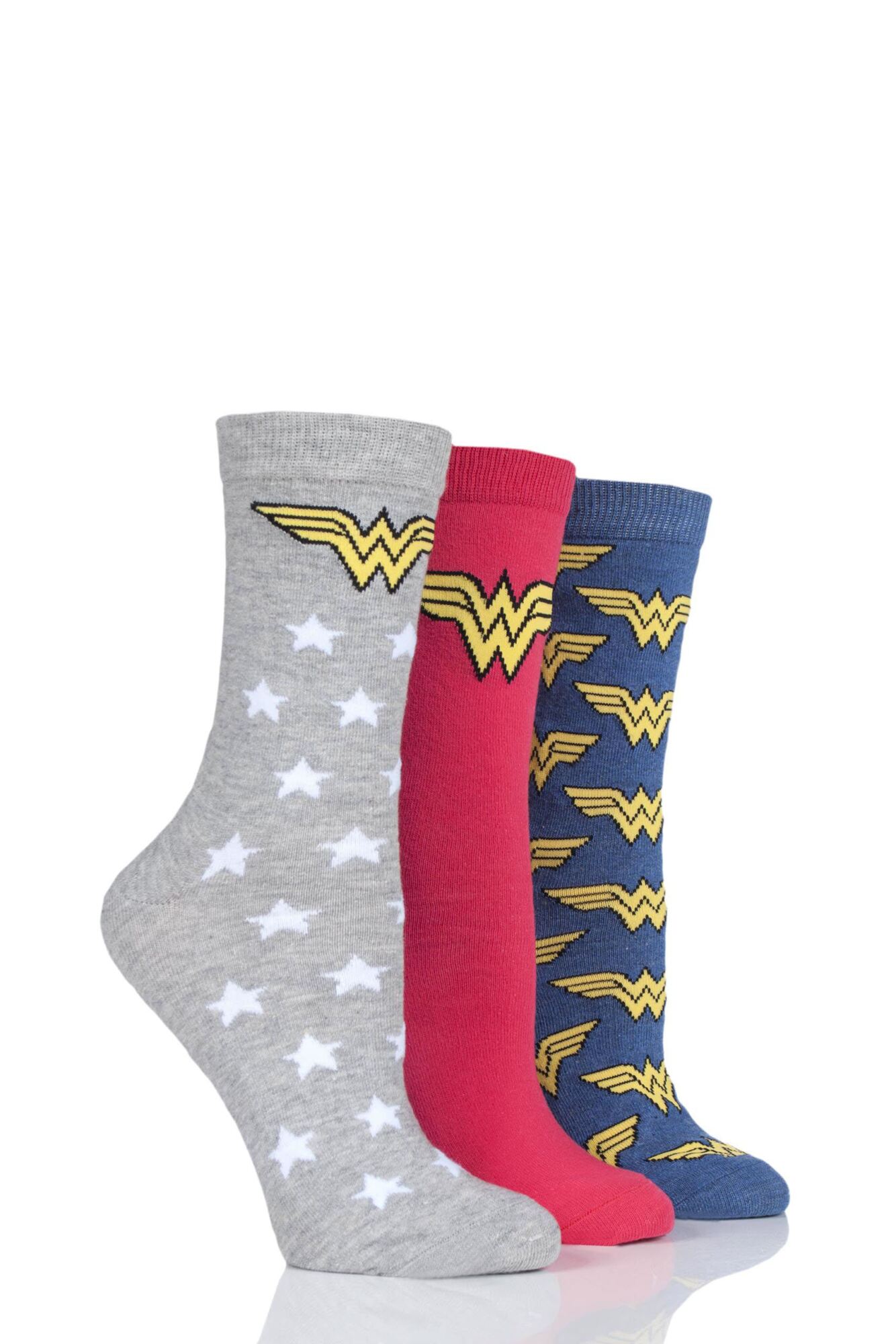 3 Pair Wonder Woman Logo Cotton Socks Ladies - Film & TV Characters