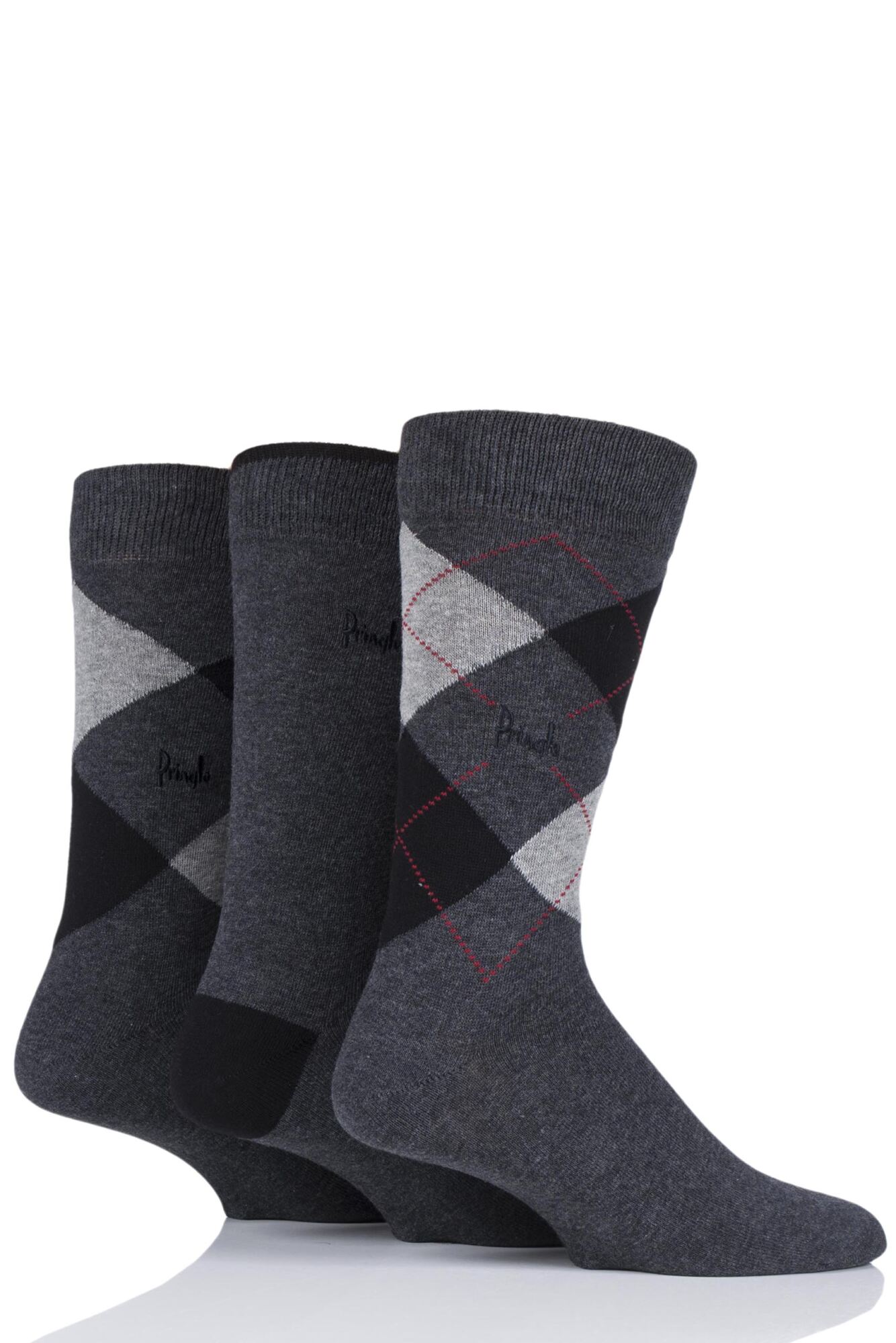 3 Pair New Waverley Argyle Patterned and Plain Socks Men's - Pringle