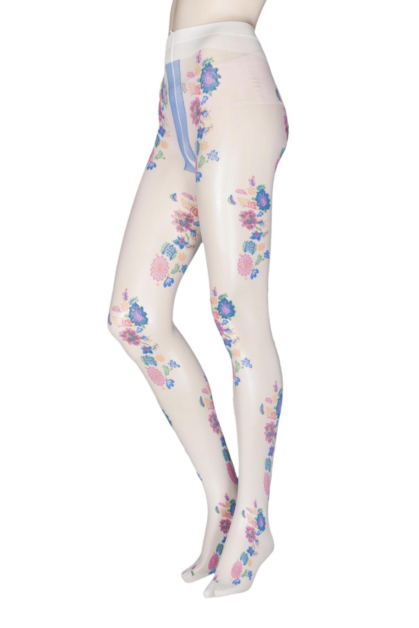 1 Pair Mandarino Floral Tights Ladies - Trasparenze