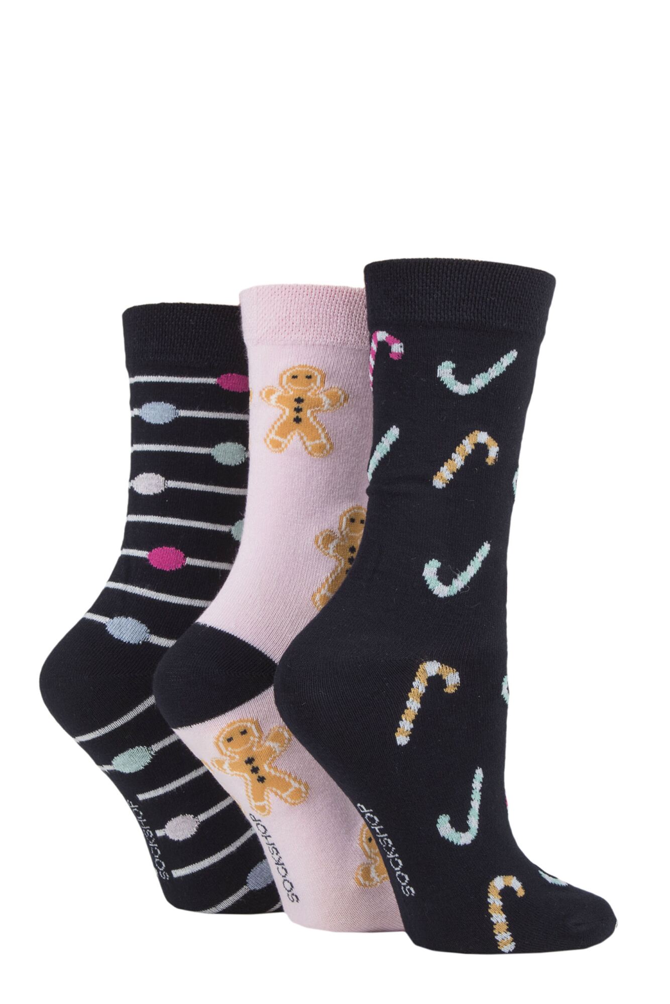 Ladies 3 Pair SOCKSHOP Lazy Panda Christmas Bamboo Socks