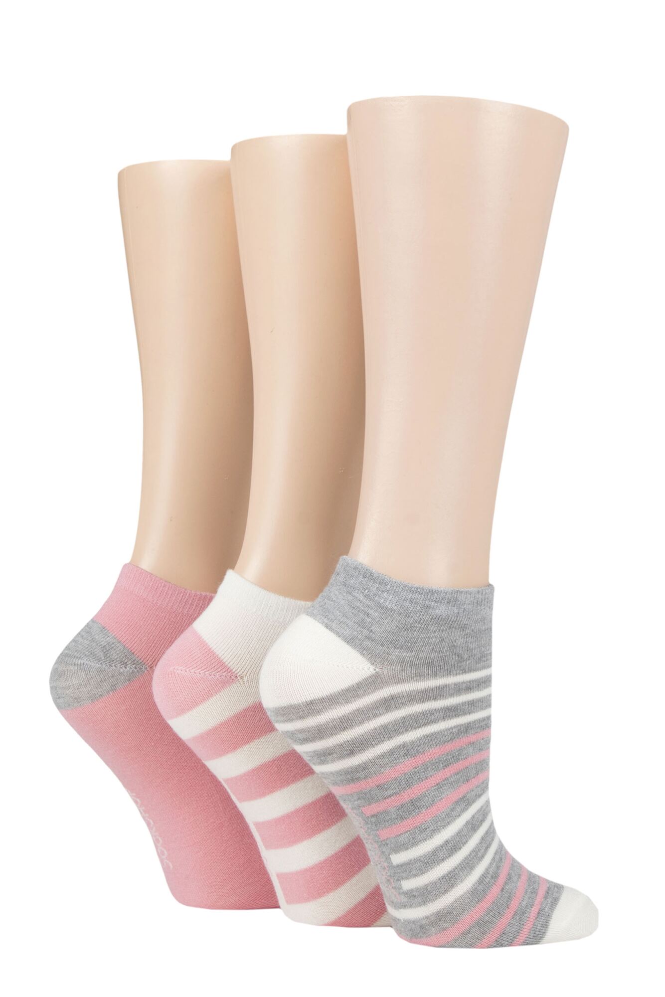 Ladies 3 Pair SOCKSHOP Striped, Plain, Ribbed and Mesh Bamboo Trainer Socks