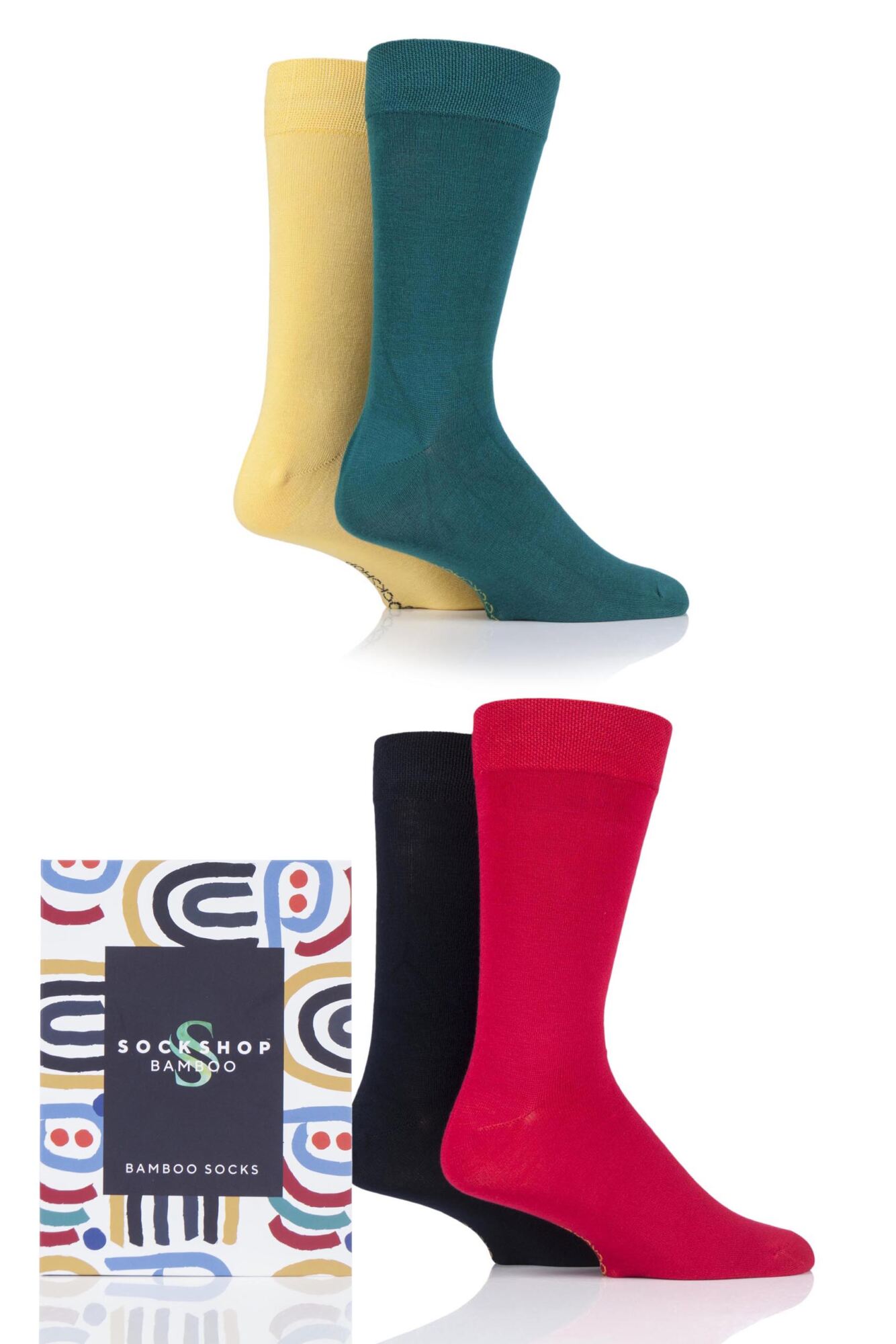  Mens 4 Pair SOCKSHOP Gift Boxed Bamboo Colour Burst Socks