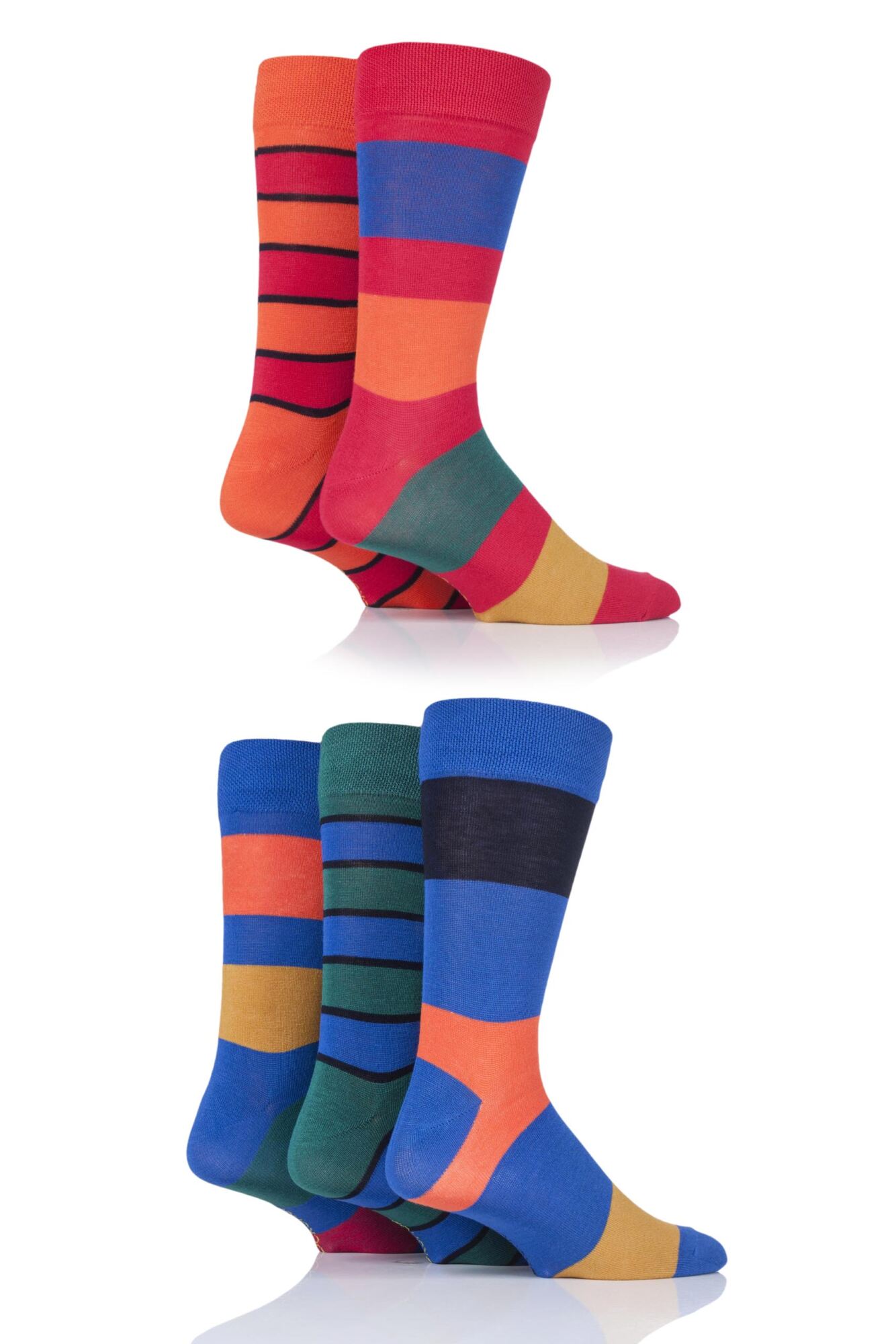 5 Pair Plain, Striped and Patterned Bamboo Socks Men's - SOCKSHOP