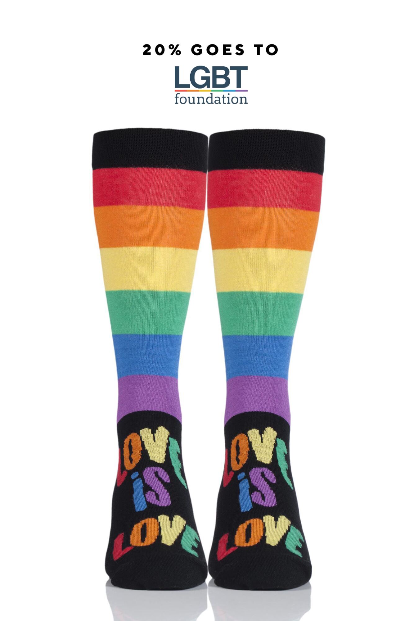 1 Pair Pride Rainbow Love is Love Socks Unisex - SOCKSHOP