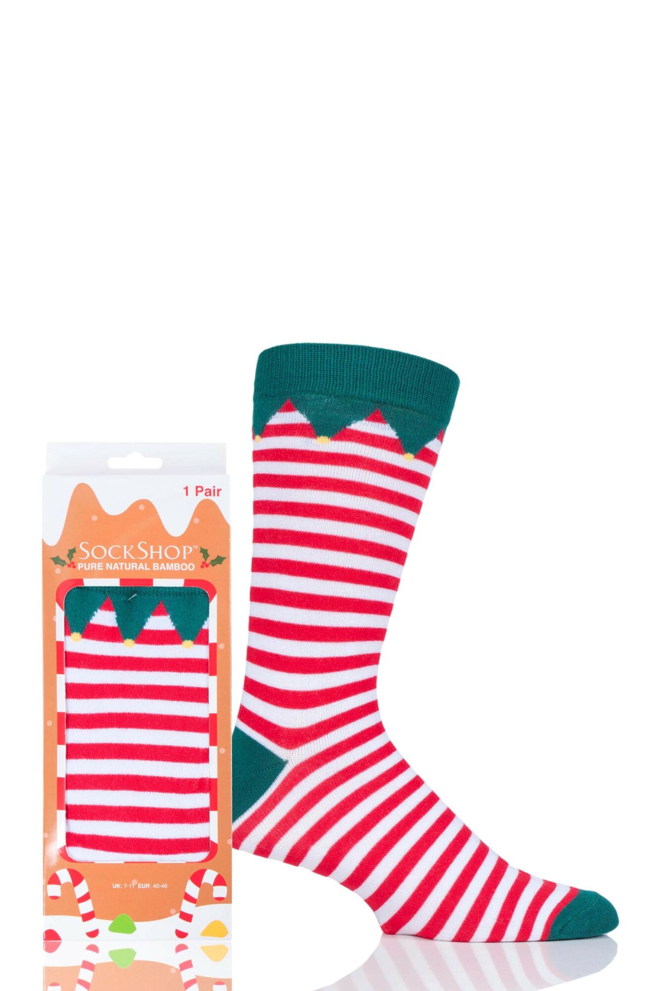 1 Pair Bamboo Santa's Elf Christmas Gift Boxed Socks Unisex - Lazy Panda