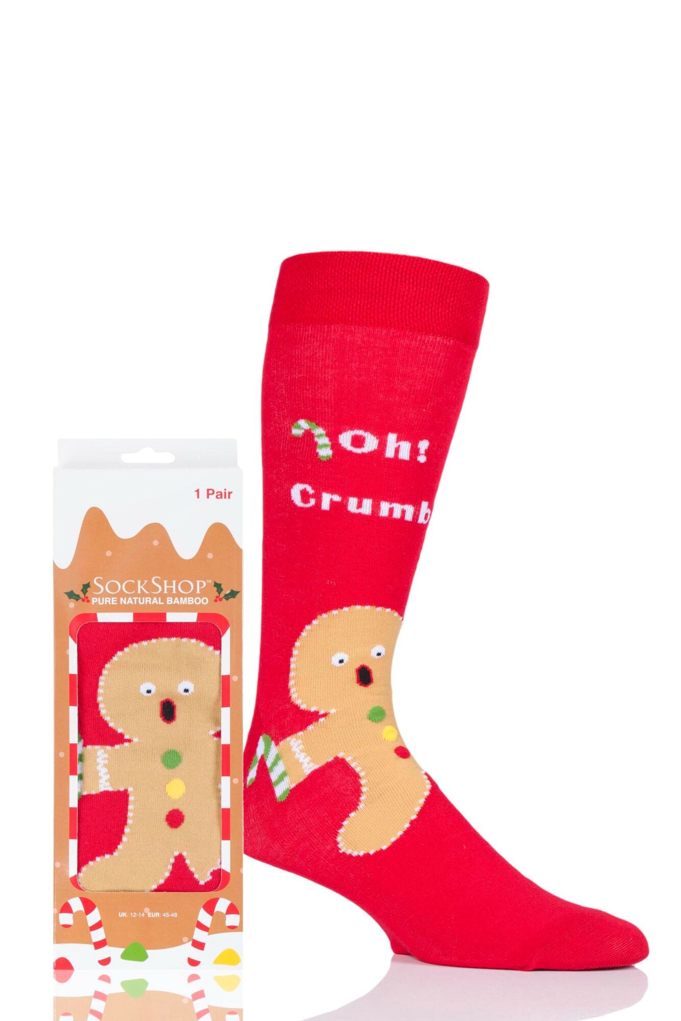 1 Pair Bamboo Gingerbread Man Christmas Gift Boxed Socks Unisex - Lazy Panda