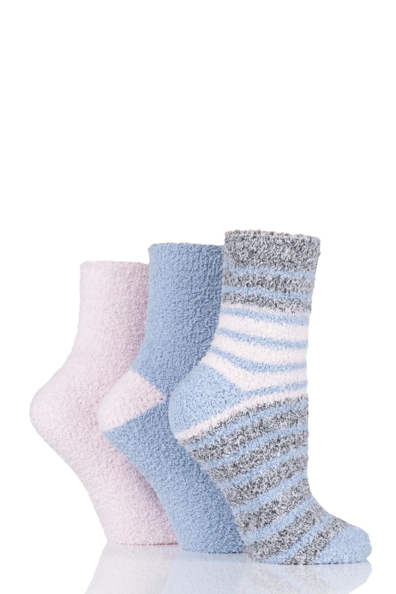 Ladies 3 Pair SockShop Two Tone Cosy Bed Socks