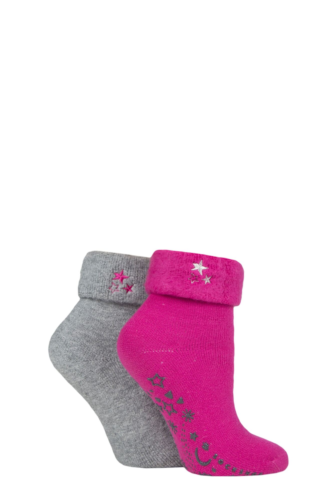 2 PAIR THERMAL HOME AND BED SOCKS LADIES - SOCKSHOP