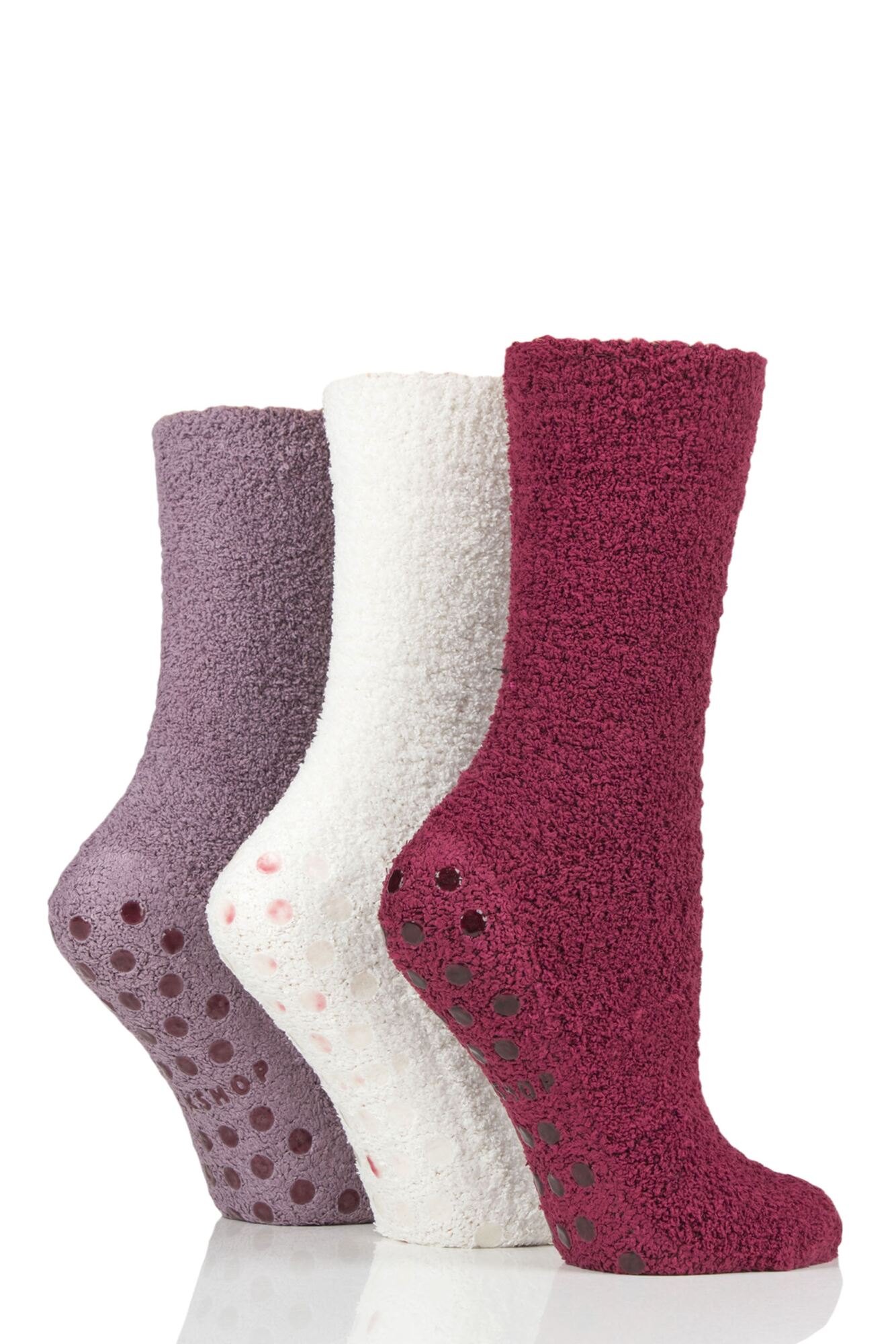 Ladies 3 Pair SOCKSHOP Super Cosy Socks with Grips