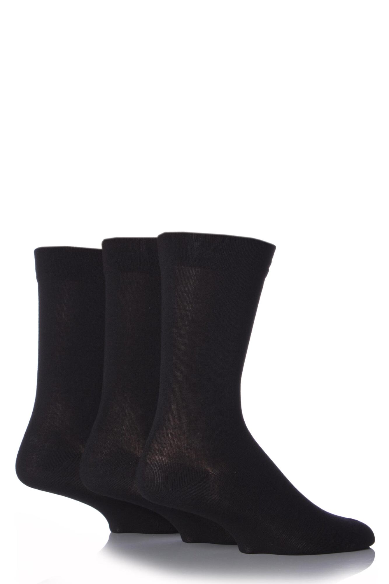 3 Pair Comfort Cuff Plain Gentle Bamboo Socks with Smooth Toe Seams Men's - SOCKSHOP