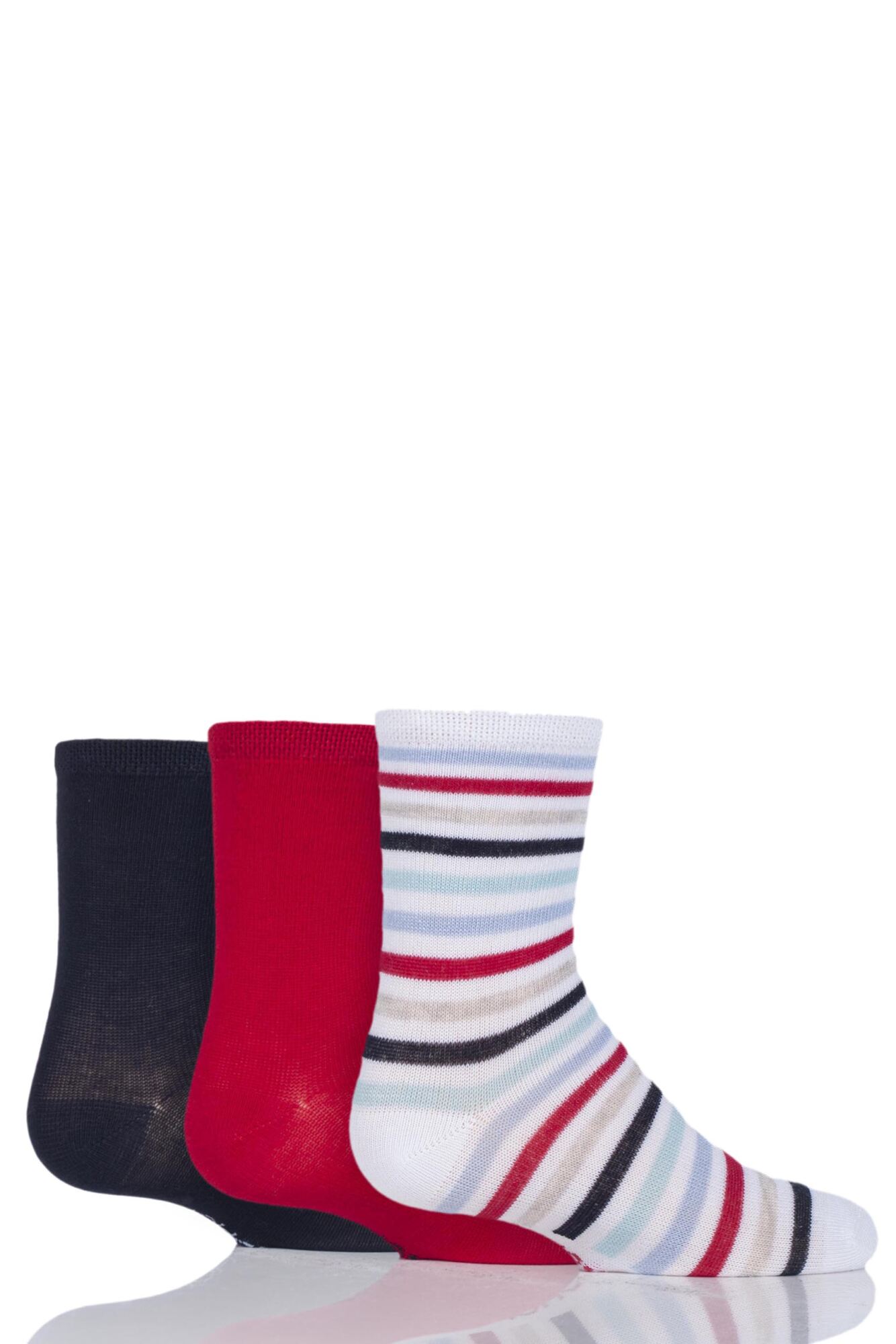 3 Pair Plain and Stripe Bamboo Socks with Smooth Toe Seams Kids Unisex - SOCKSHOP