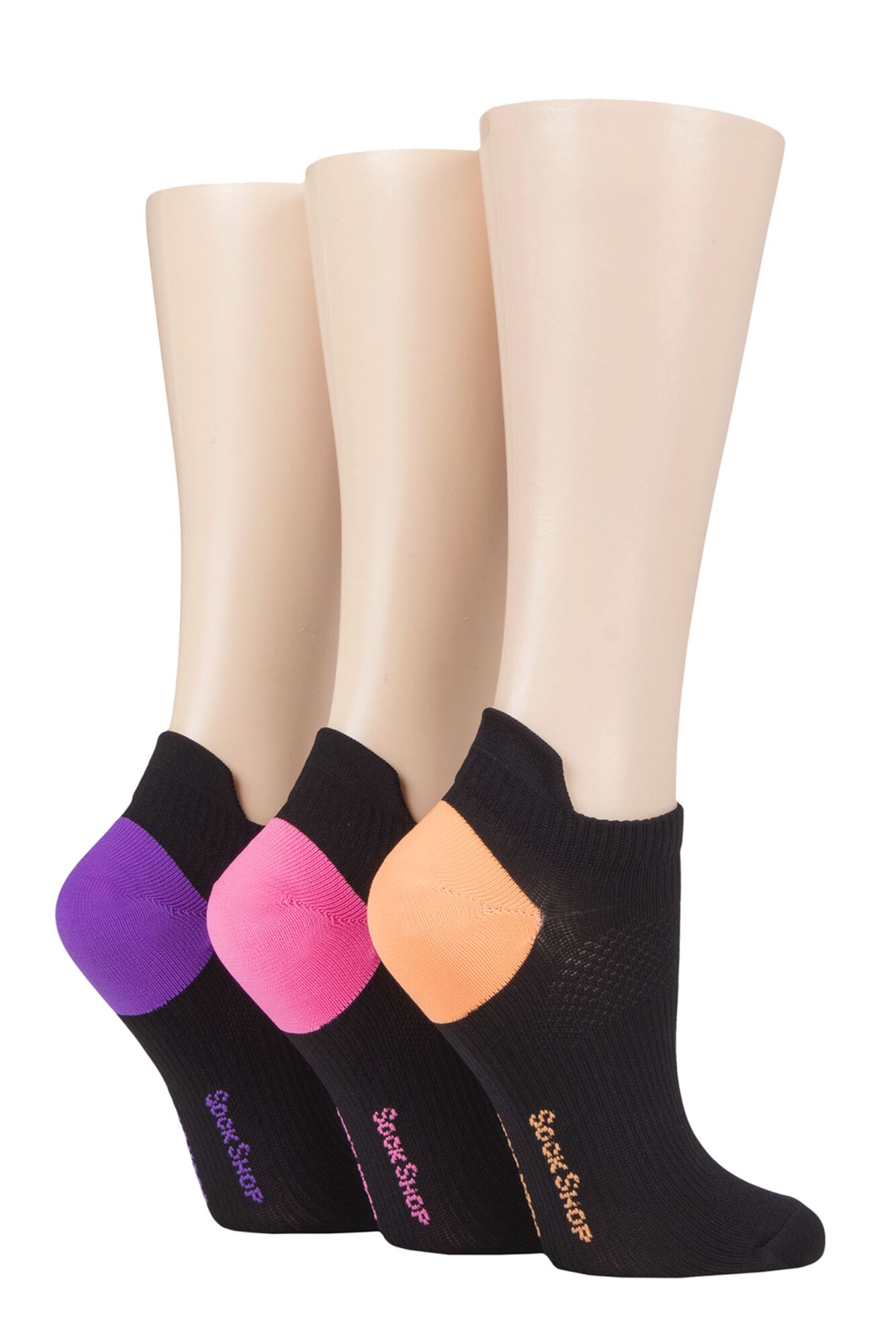 3 Pair Poly Sports No Show Socks Ladies - SOCKSHOP