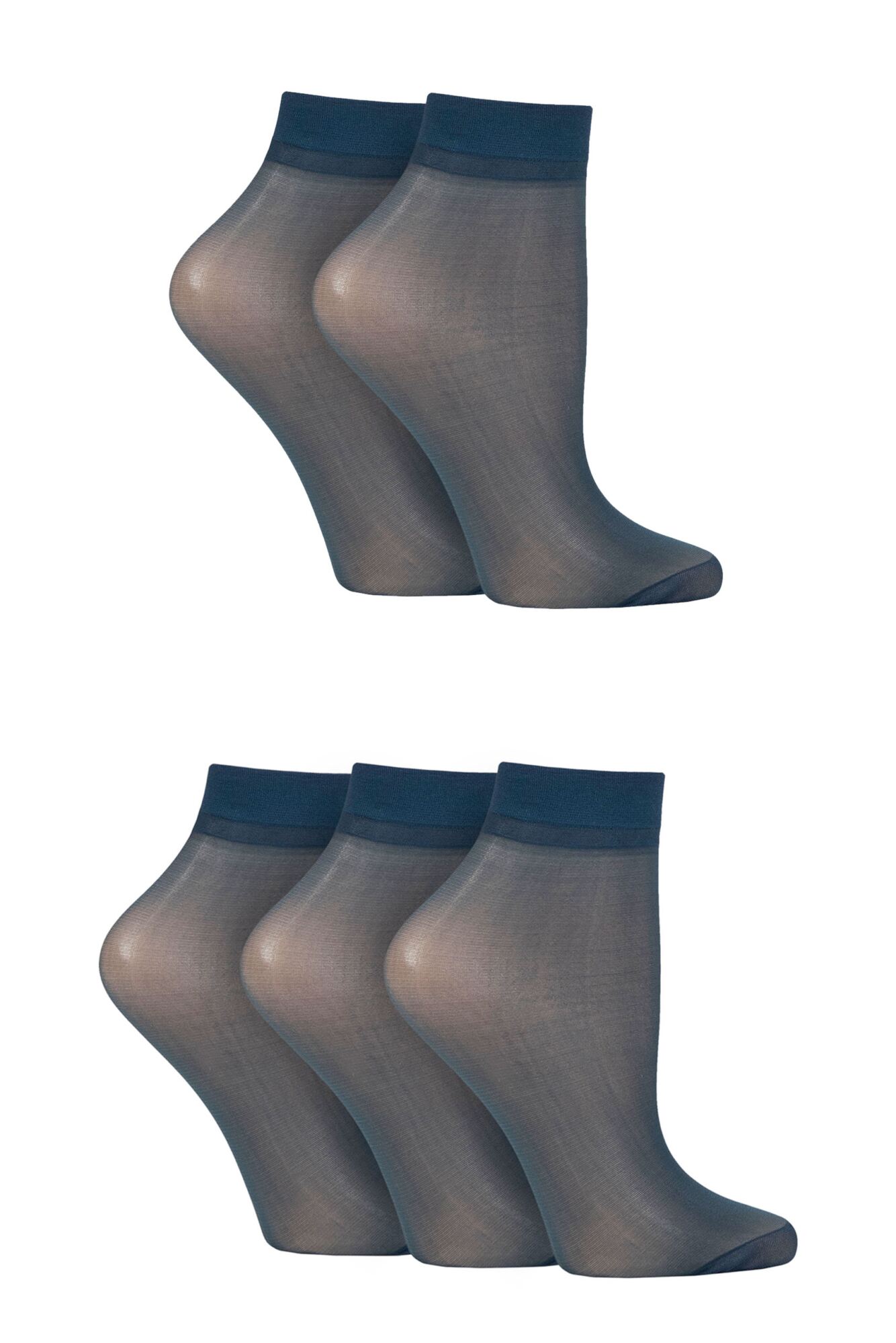 6 Pairs Ladies 15 Denier Ankle Socks - Shoe Size 4-7, Sheer Comfort For Work & Casual