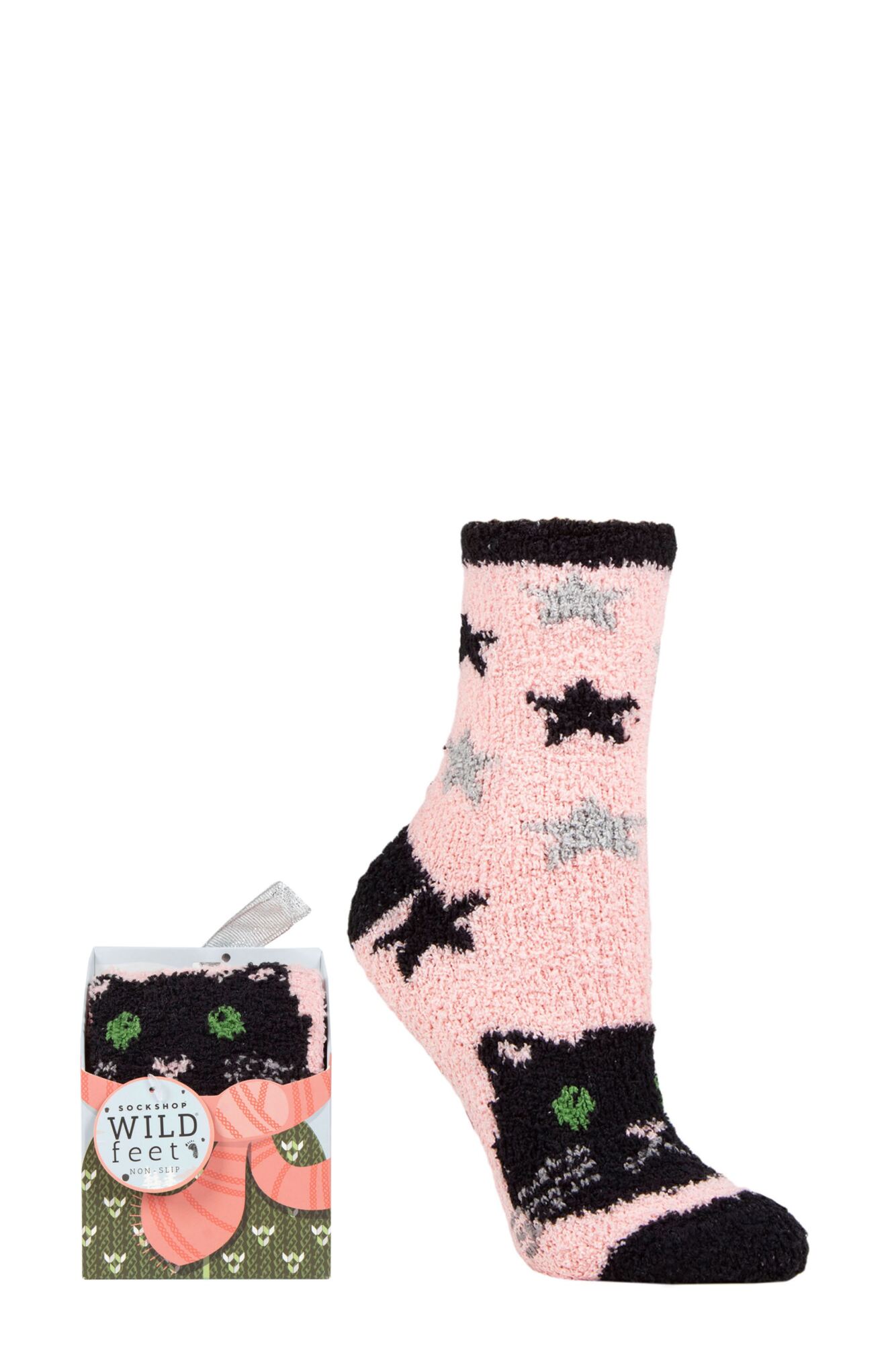 Ladies 1 Pair SOCKSHOP Wild Feet Gift Boxed Fluffy Slipper Socks